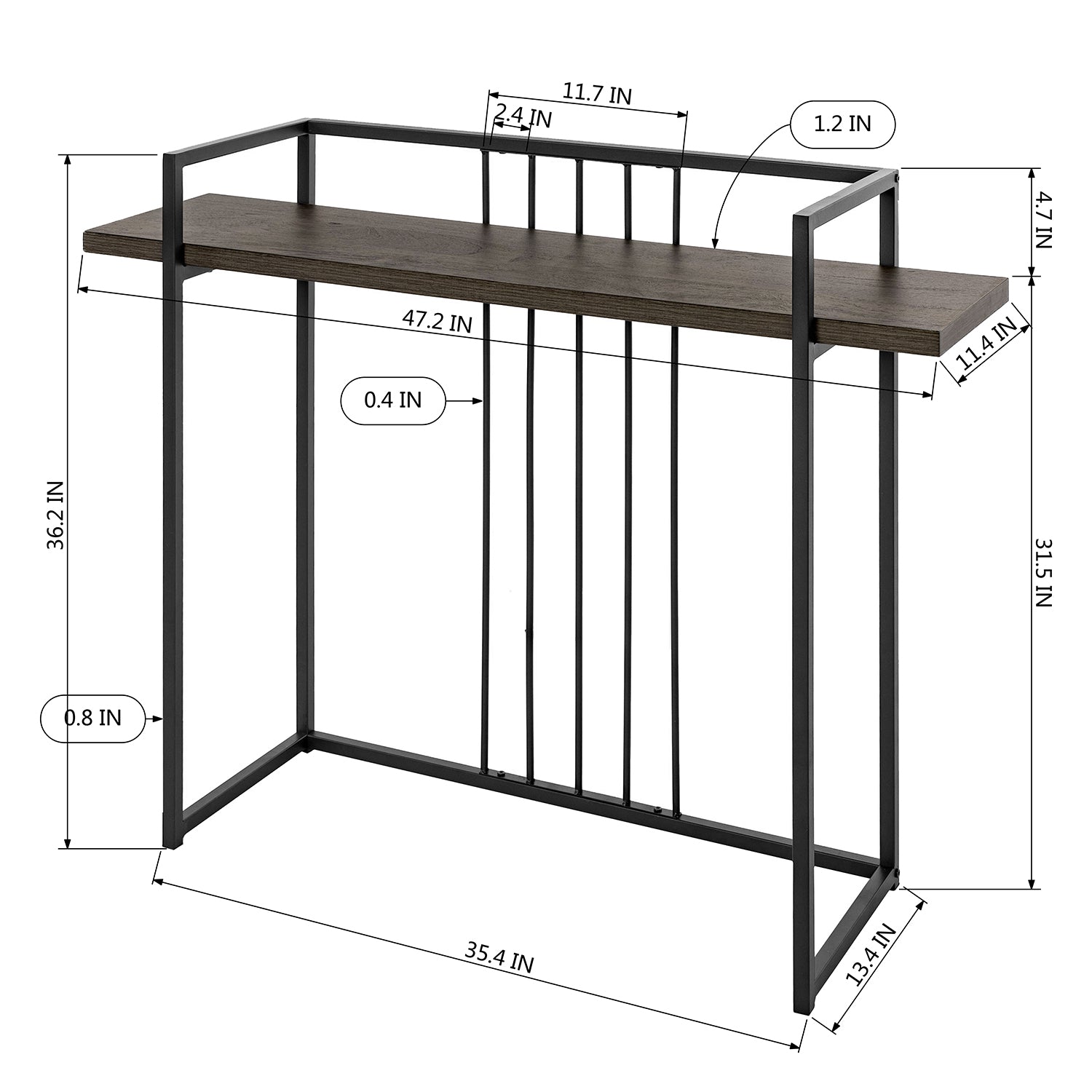 Homy Casa ZEN 47.2” CONSOLE Modern Outdoor Console Table, Wood Finish Open Box