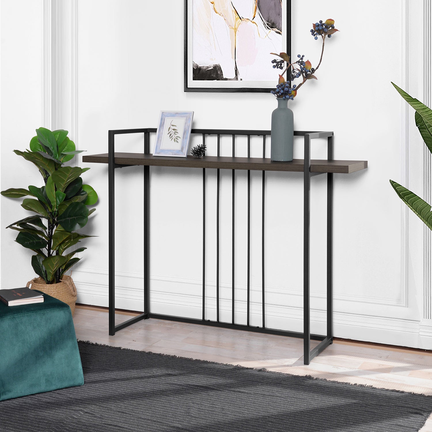 Homy Casa ZEN 47.2” CONSOLE Modern Outdoor Console Table, Wood Finish Open Box