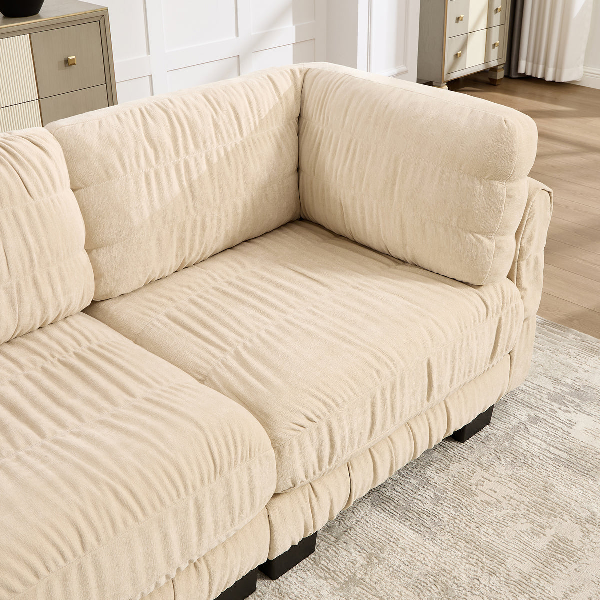 Reston 79" Modular Chenille Loveseat Sofa with Ruched Detailing