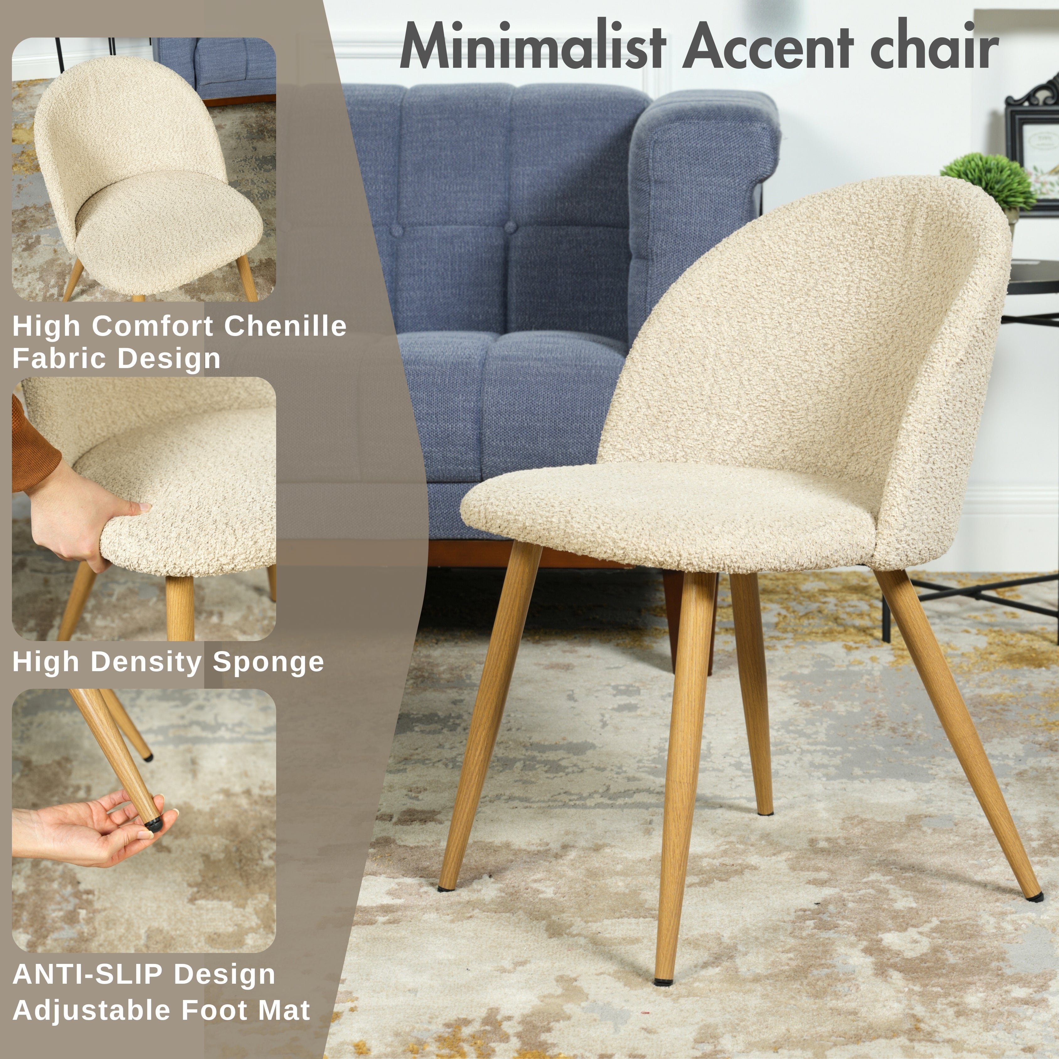 Homy Casa Zomba 2PC Beige Velvet Upholstered Dining Chairs