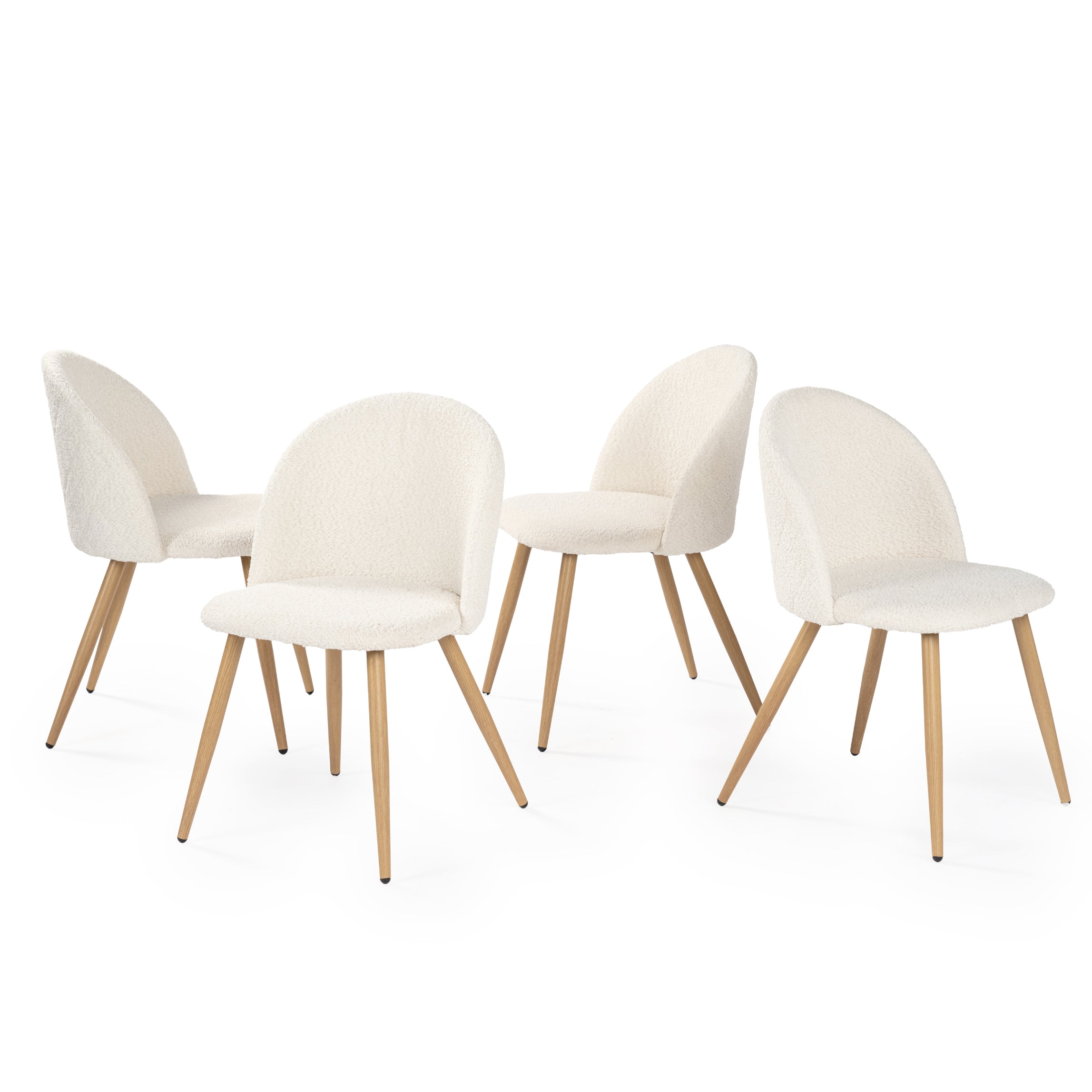 Homy Casa Lancelot 5PC Dining Set 63” Walnut Table with 4 Zomba Fleece Beige Upholstered Chairs