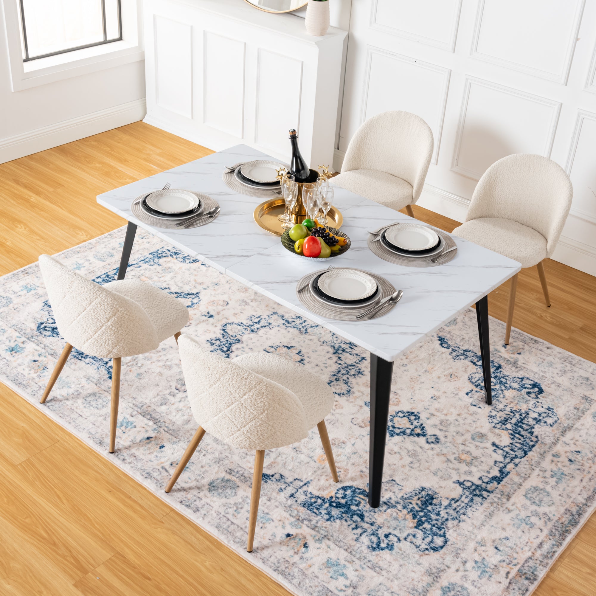 Homy Casa Zomba 4PC Dining Chair Light Beige Oak Dining Room