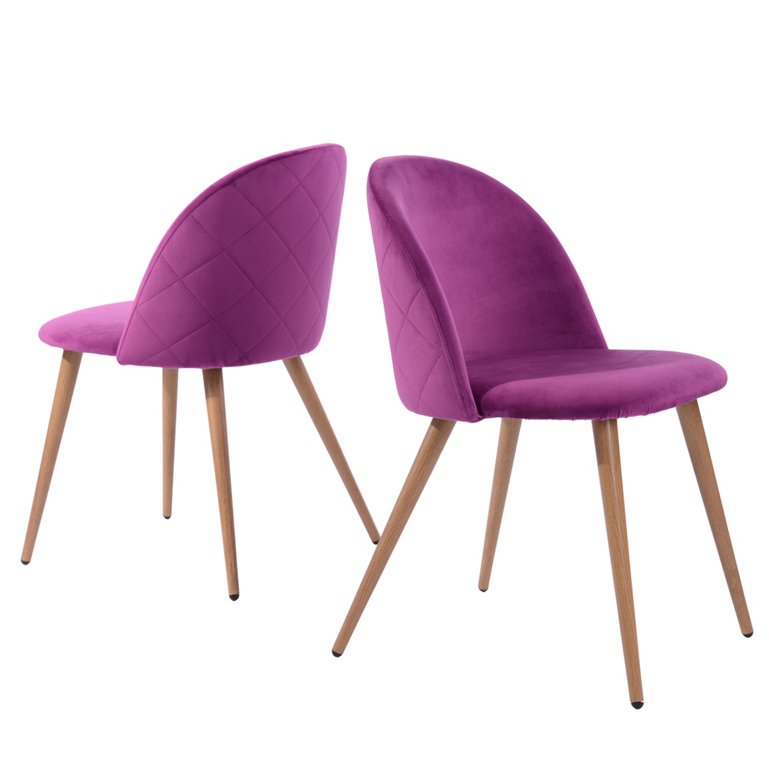 Homy Casa ZOMBA 2PC Velvet Dining Chair Modern Upholstered, Purple
