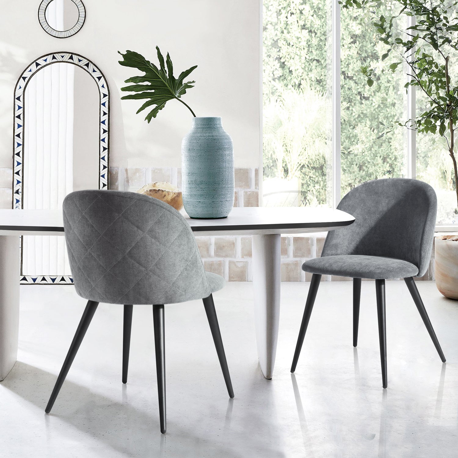 Zomba Terry Fabric Upholstered Dining Chair Gray Modern Kitchen Dining Room Chair