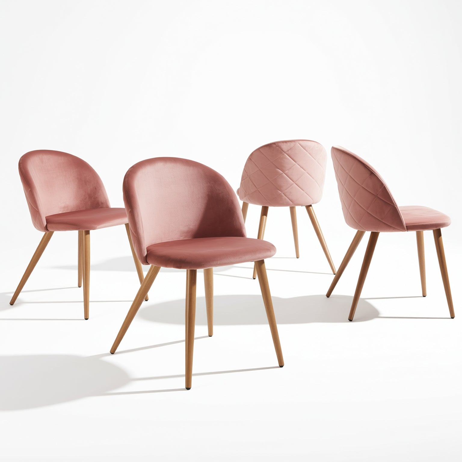 Homy Casa 2 Piece Pink Rose Zomba Velvet Upholstered Dining Chair