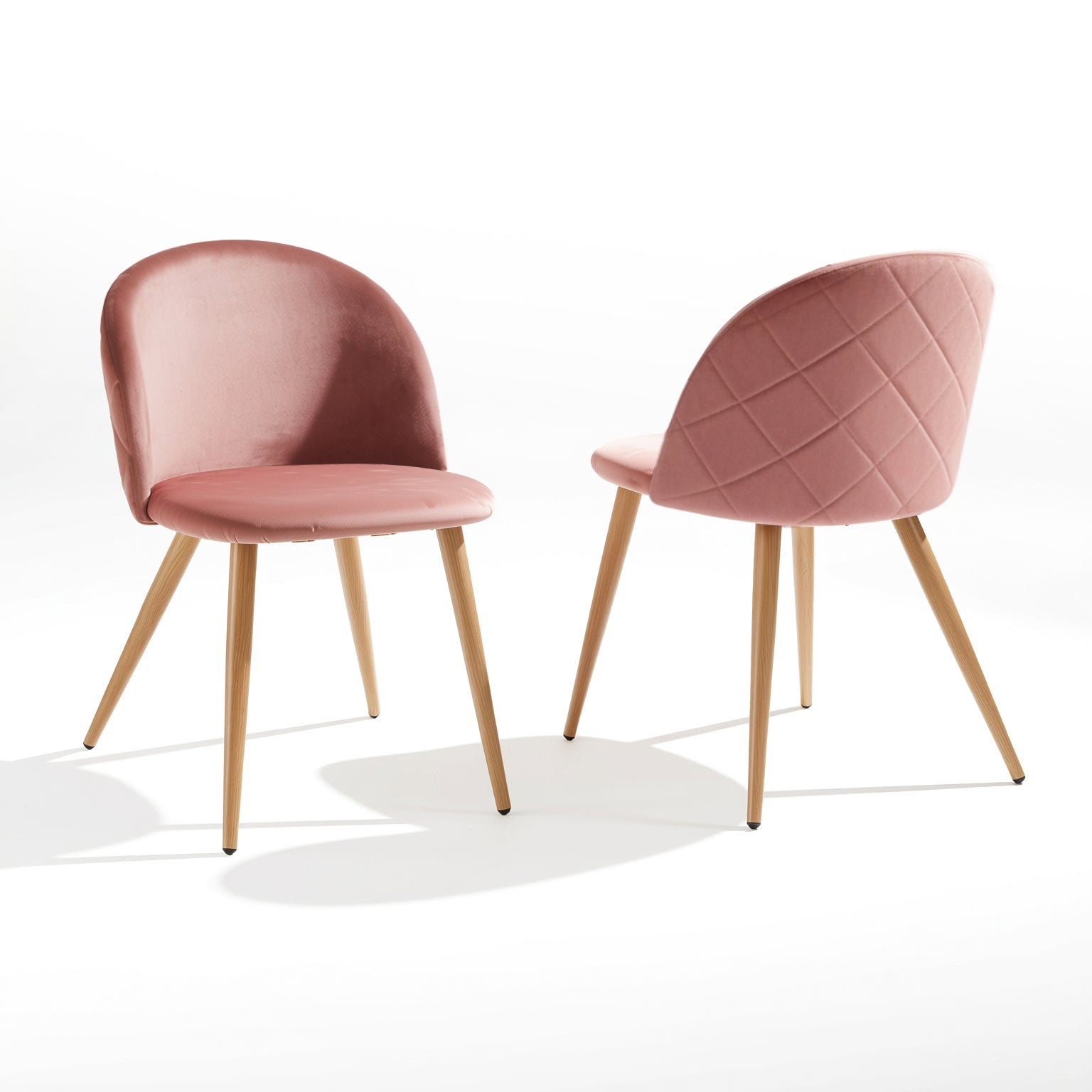 Homy Casa 2 Piece Pink Rose Zomba Velvet Upholstered Dining Chair