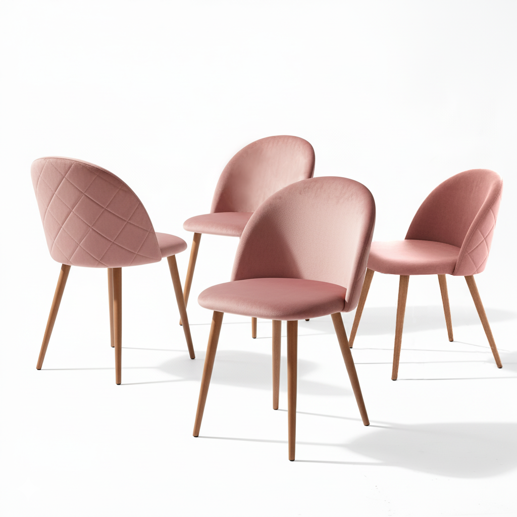 Homy Casa 2 Piece Pink Rose Zomba Velvet Upholstered Dining Chair