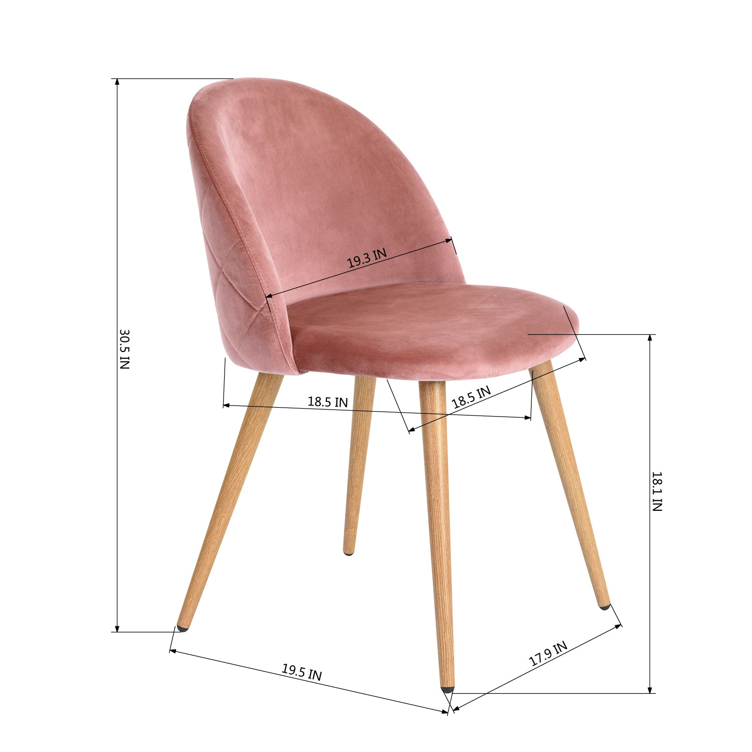 Homy Casa ZOMBA VELVET ROSE NL A 22.05" x 19.29" x 30.31" Dining Chair