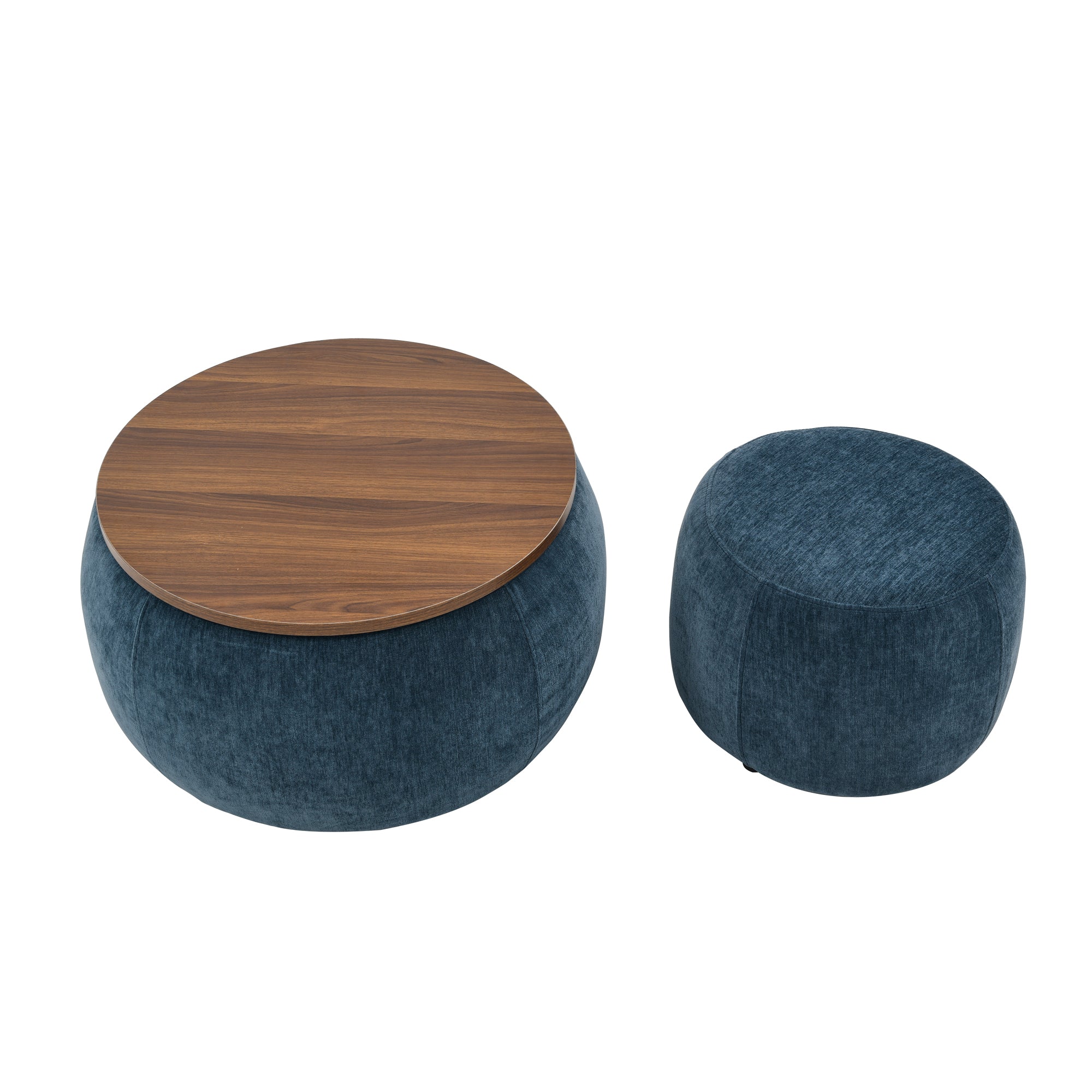Zion 2 Piece Round Storage Ottoman and Coffee Table Set