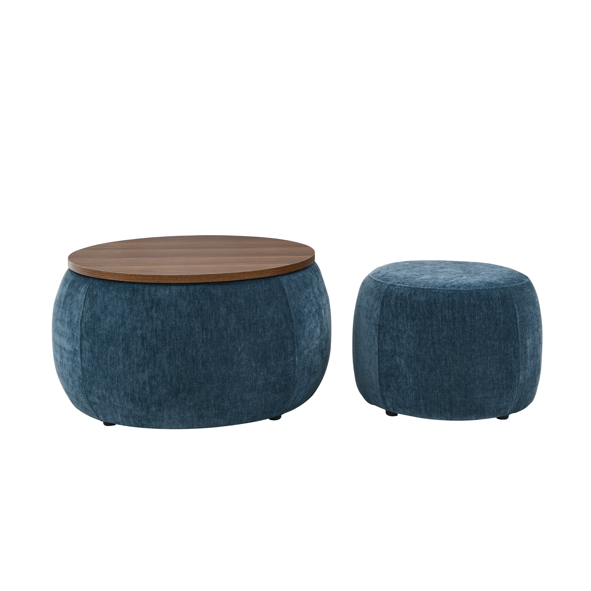 Zion 2 Piece Round Storage Ottoman and Coffee Table Set