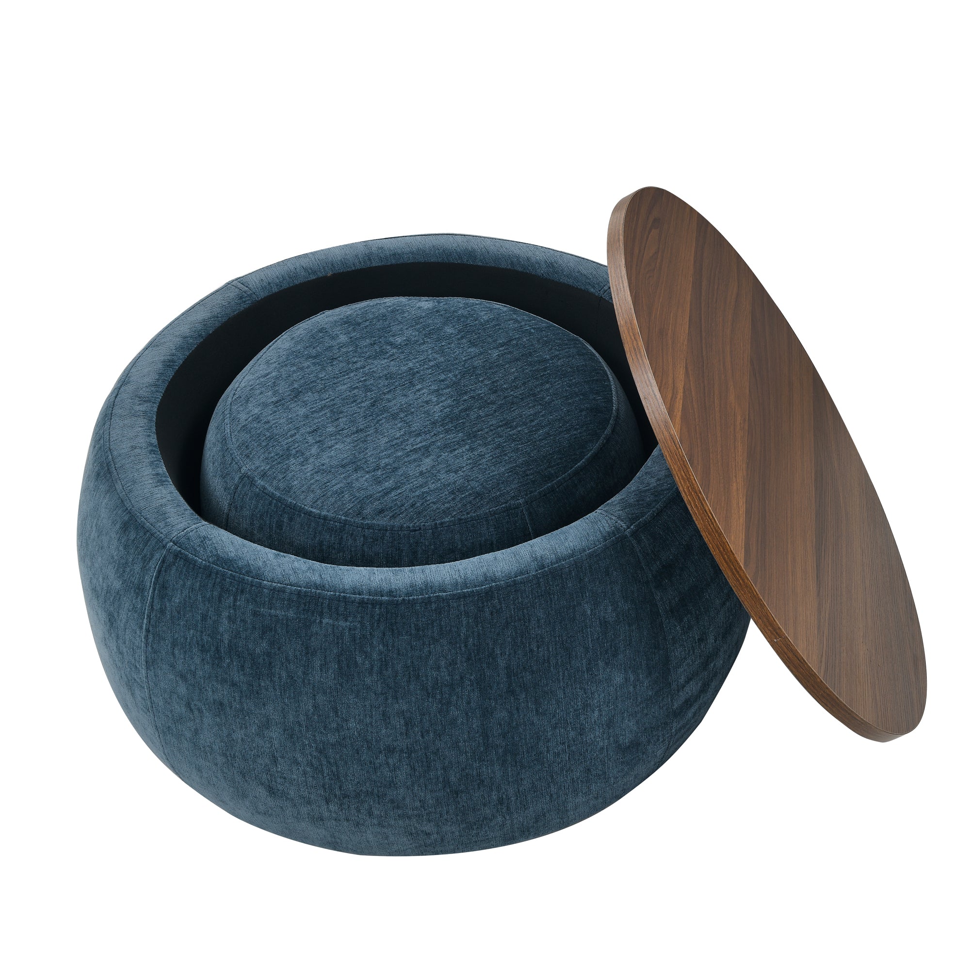 Zion 2 Piece Round Storage Ottoman and Coffee Table Set