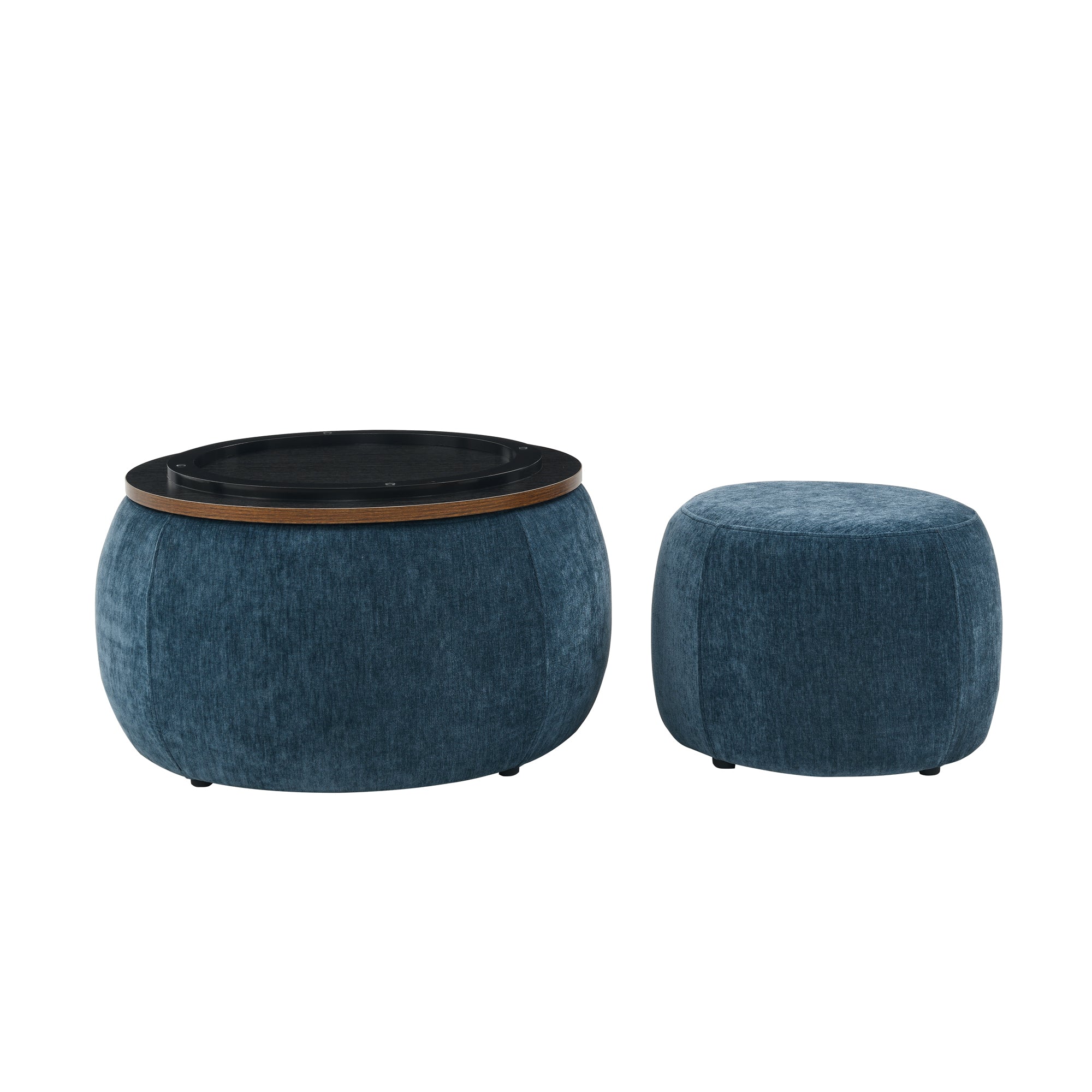 Zion 2 Piece Round Storage Ottoman and Coffee Table Set