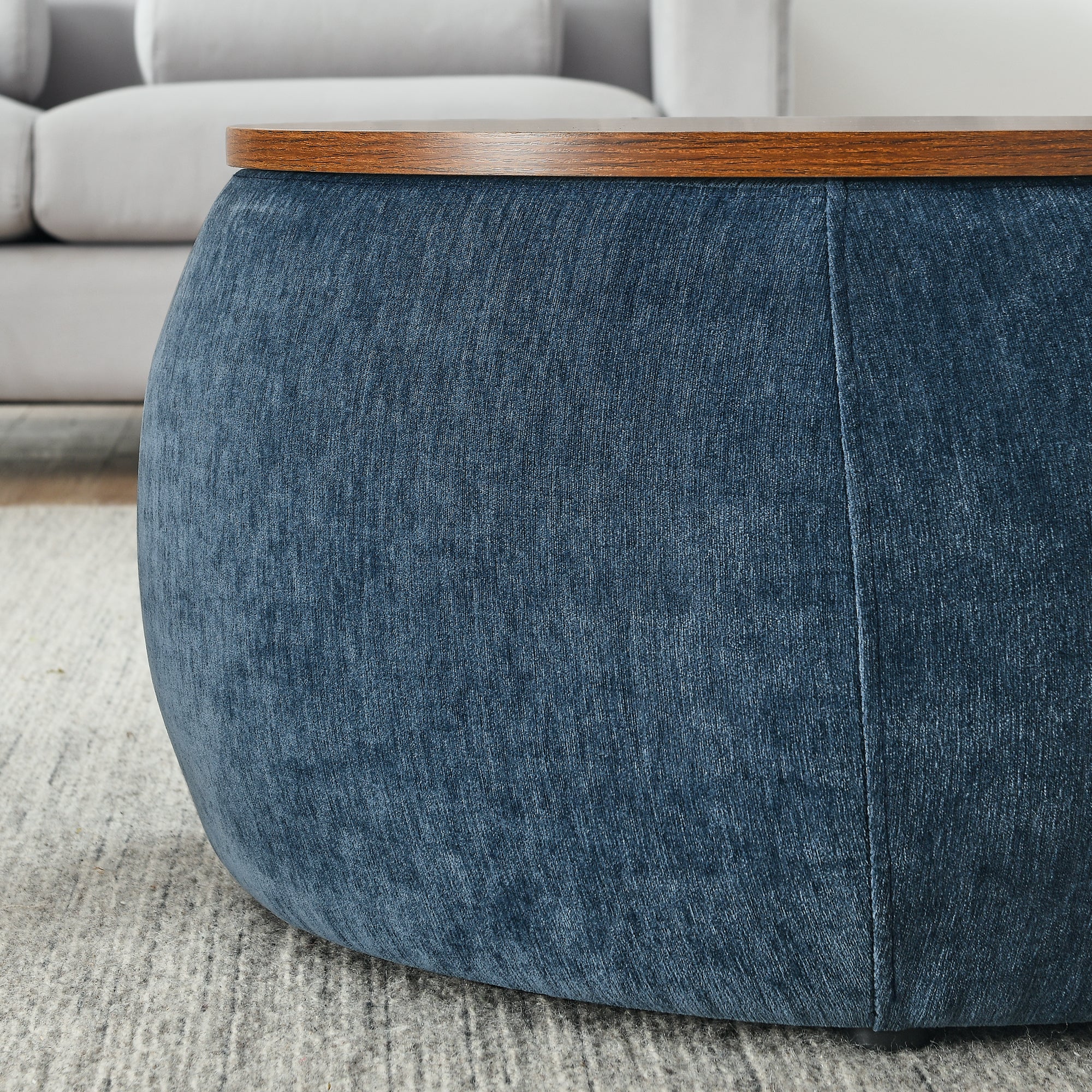 Zion 2 Piece Round Storage Ottoman and Coffee Table Set