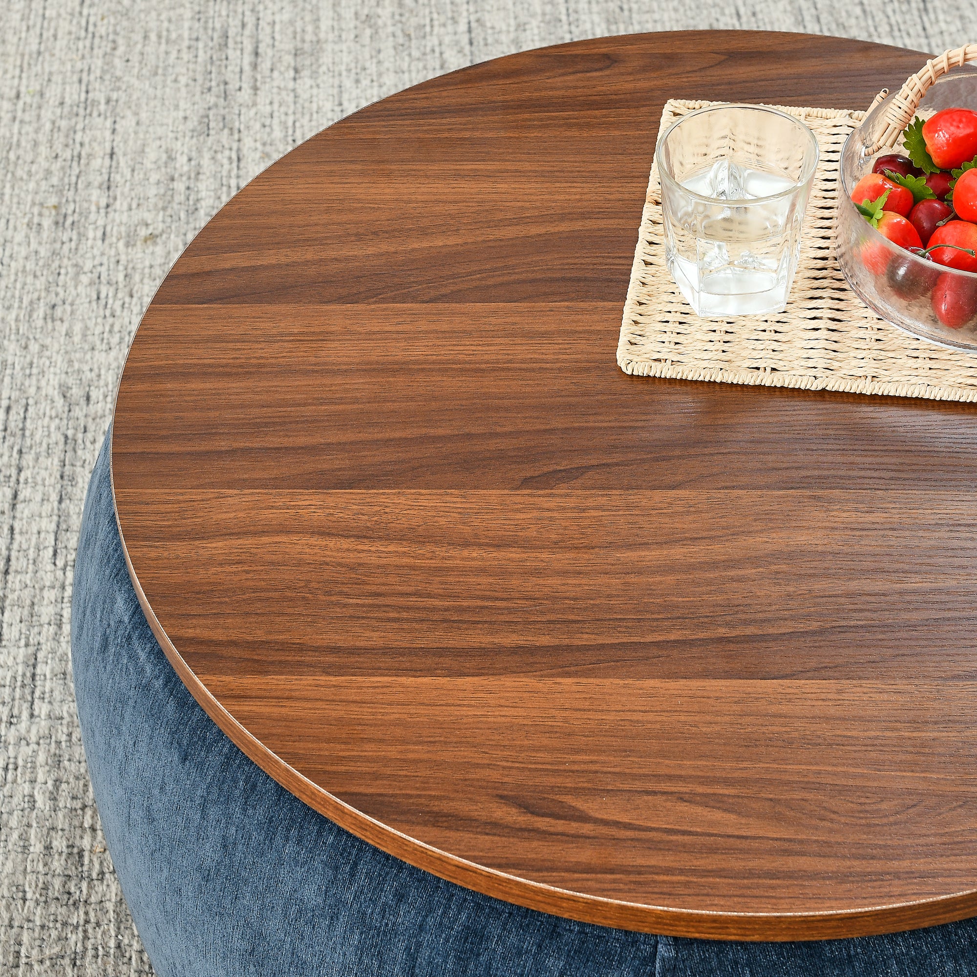 Zion 2 Piece Round Storage Ottoman and Coffee Table Set