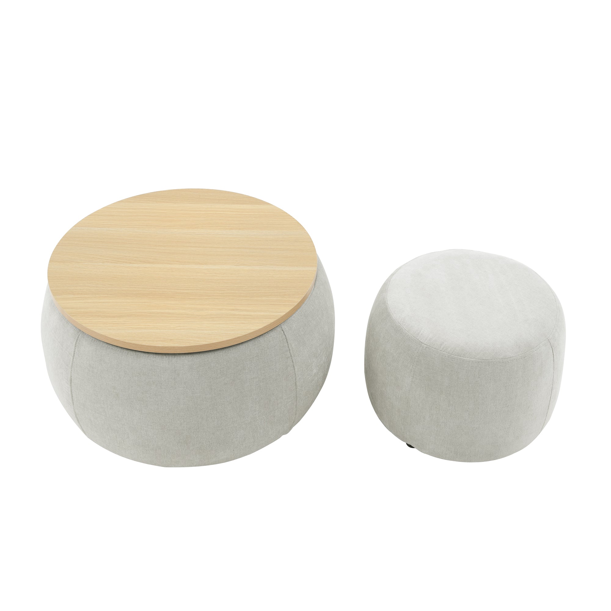 Zion 2 Piece Round Storage Ottoman and Coffee Table Set