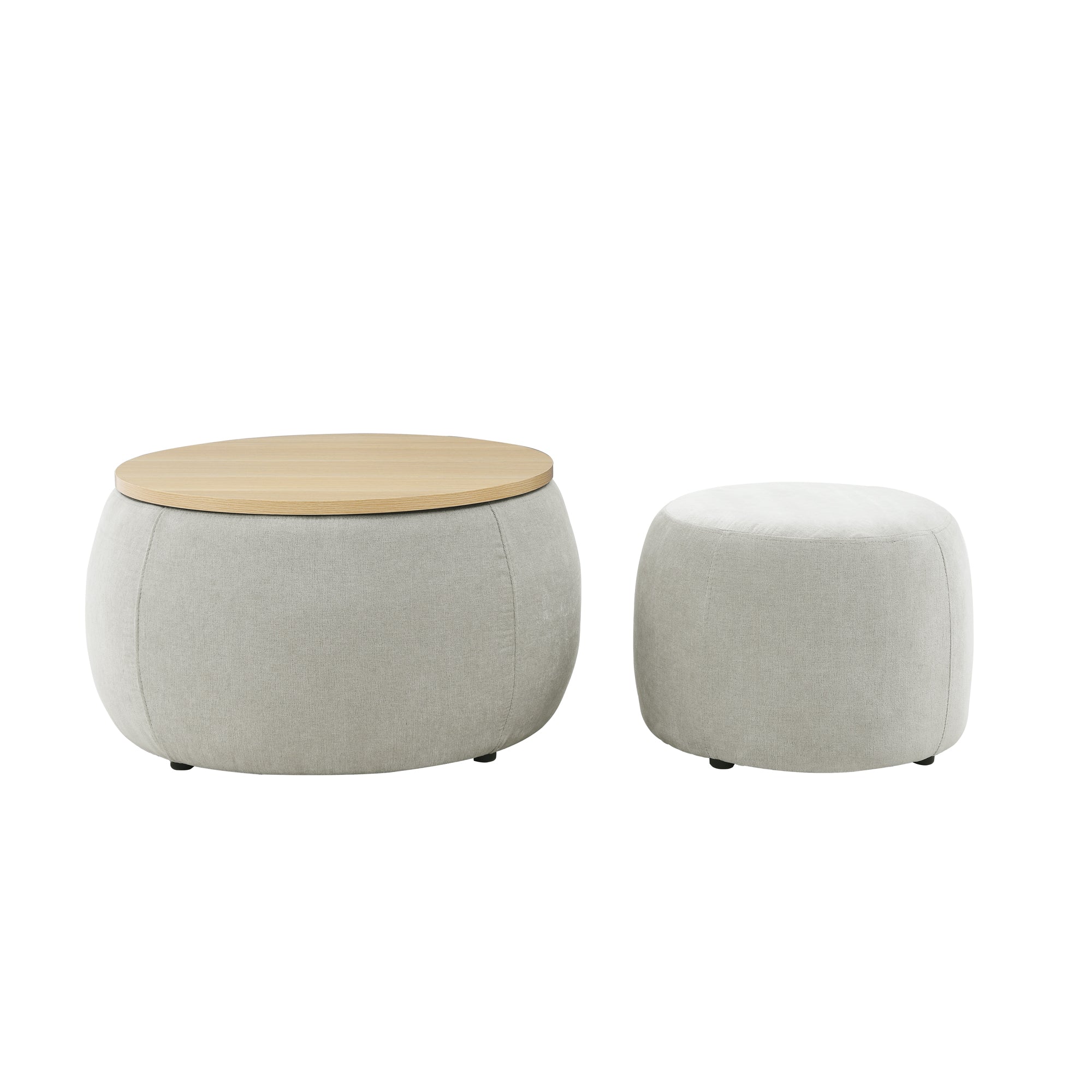 Zion 2 Piece Round Storage Ottoman and Coffee Table Set