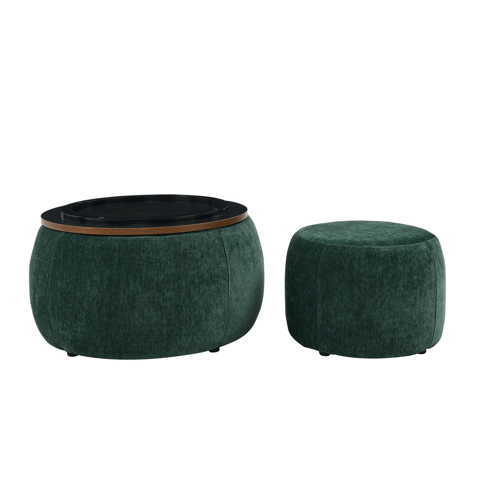 Zion 2 Piece Round Storage Ottoman and Coffee Table Set