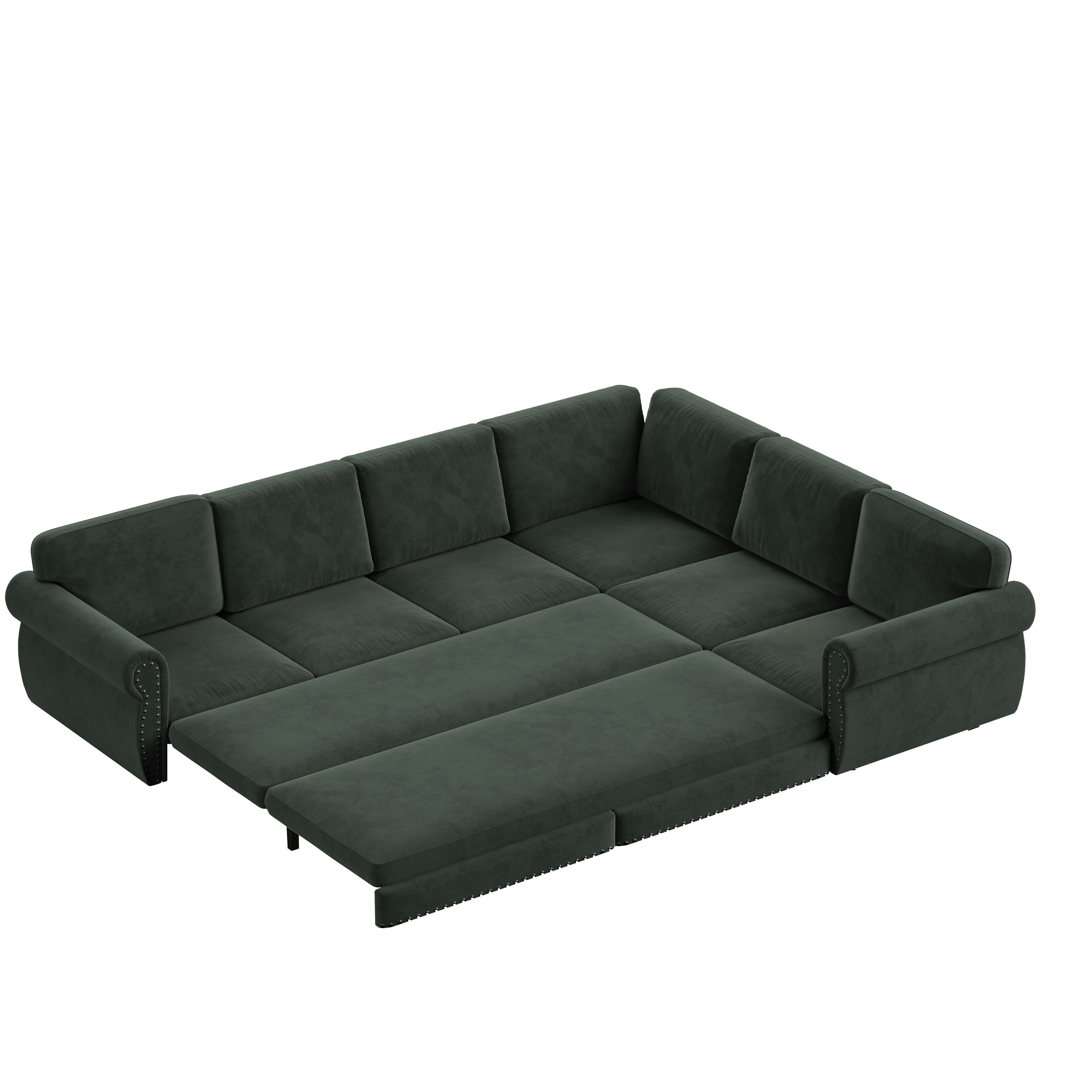 Buffalo 118" Chenille L-Shaped Sectional Sleeper Sofa
