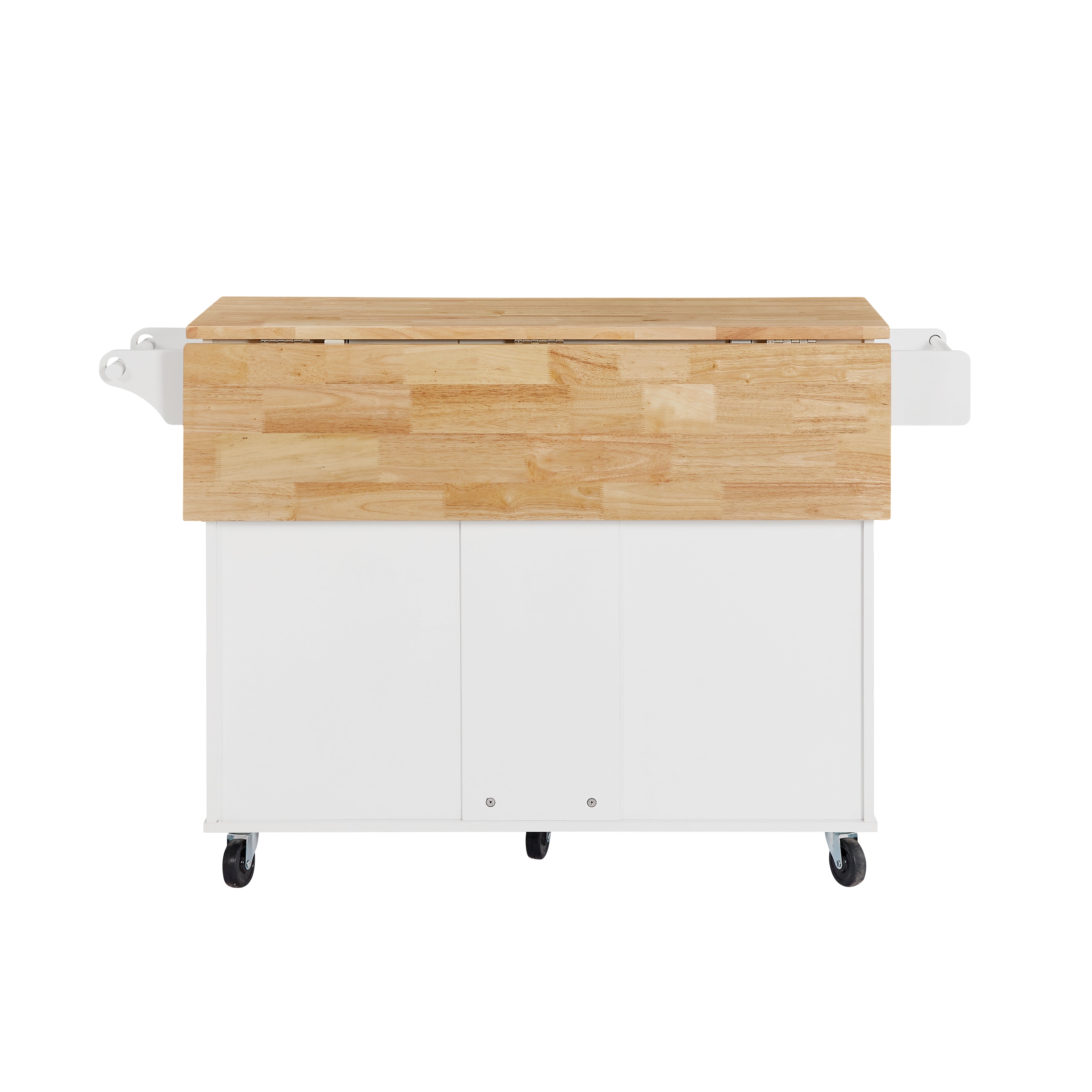 Sumatra 53" Rolling Kitchen Island with Solid Wood Countertop and Drop Leaf