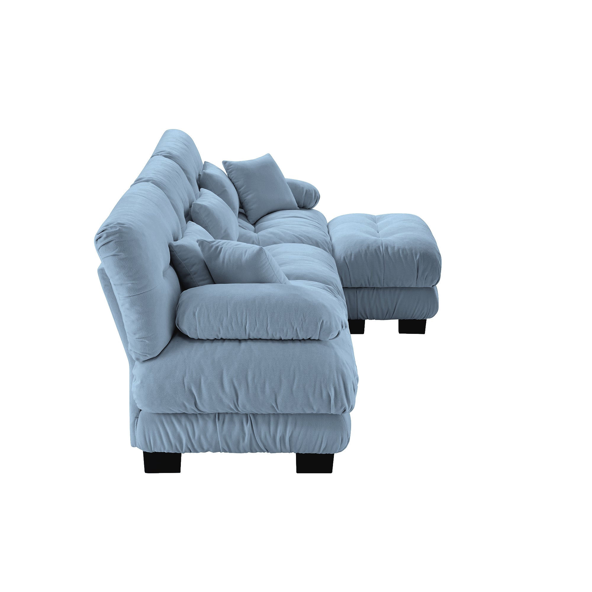 Monterey 134" Modular Chenille Cloud L-Shaped Sectional Sofa with Convertible Ottoman