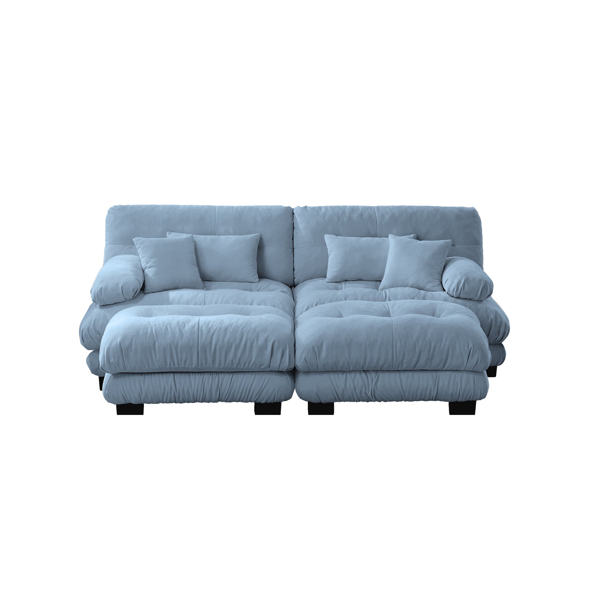 Monterey 94" Modular Chenille Cloud Sofa with 2 Ottomans and Bolstered Armrests