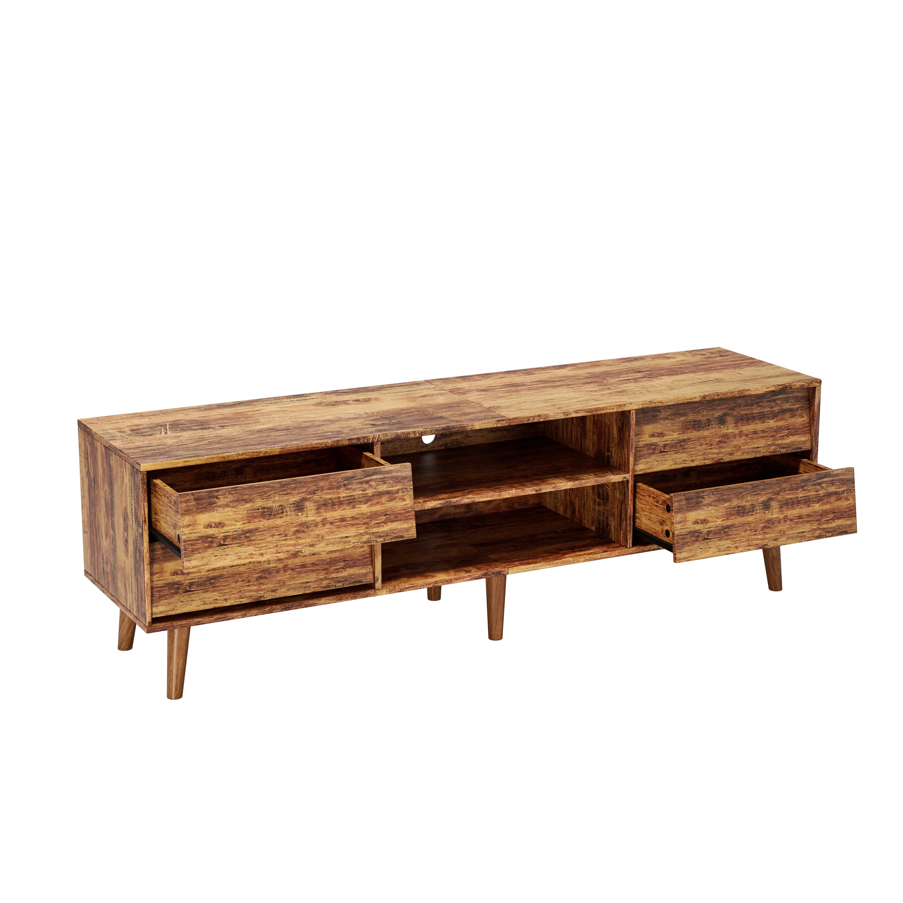 Harlan TV Stand with Open Storage and Drawers