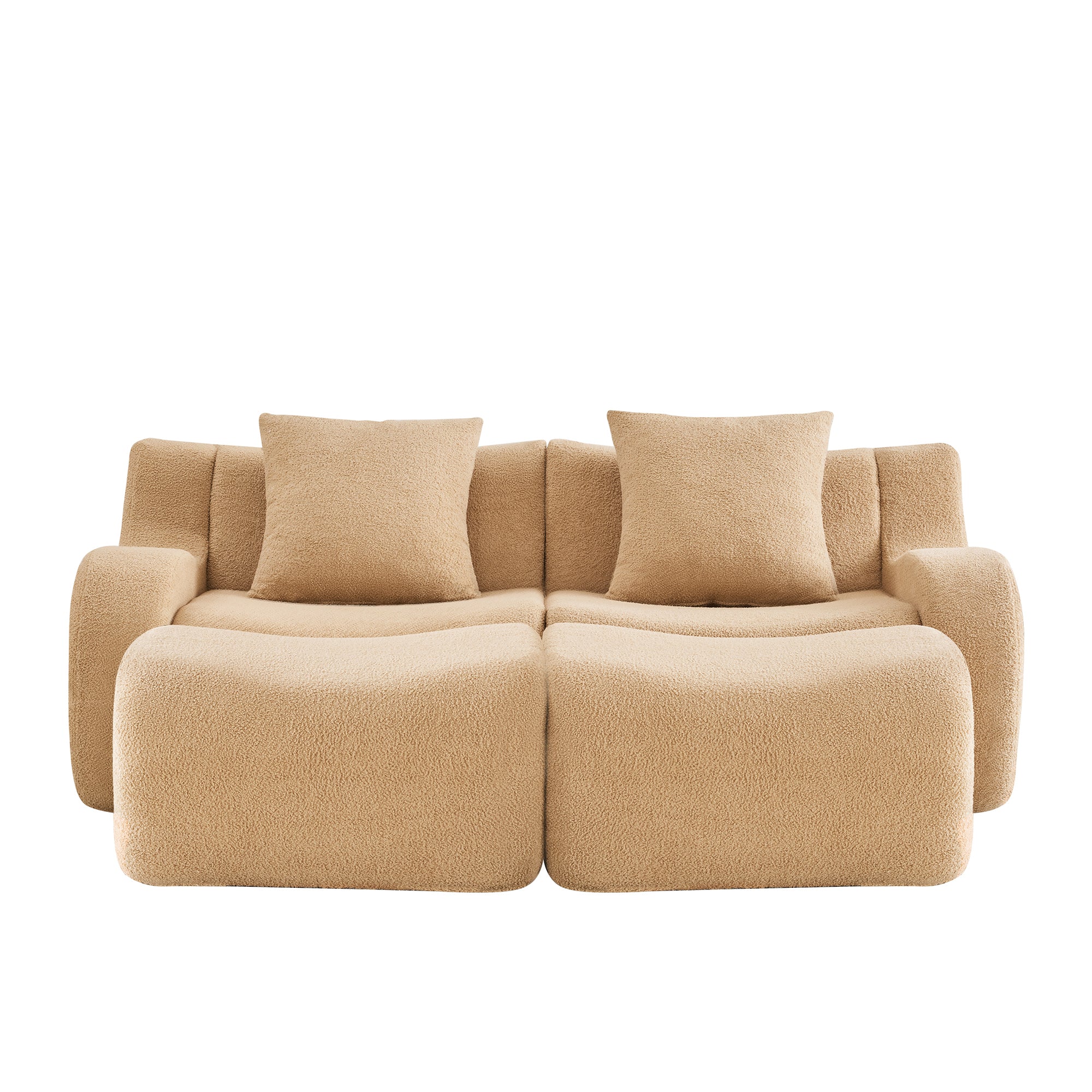 Chico 83" Modular Soft Teddy Fabric Loveseat Sofa with Curved Armrests