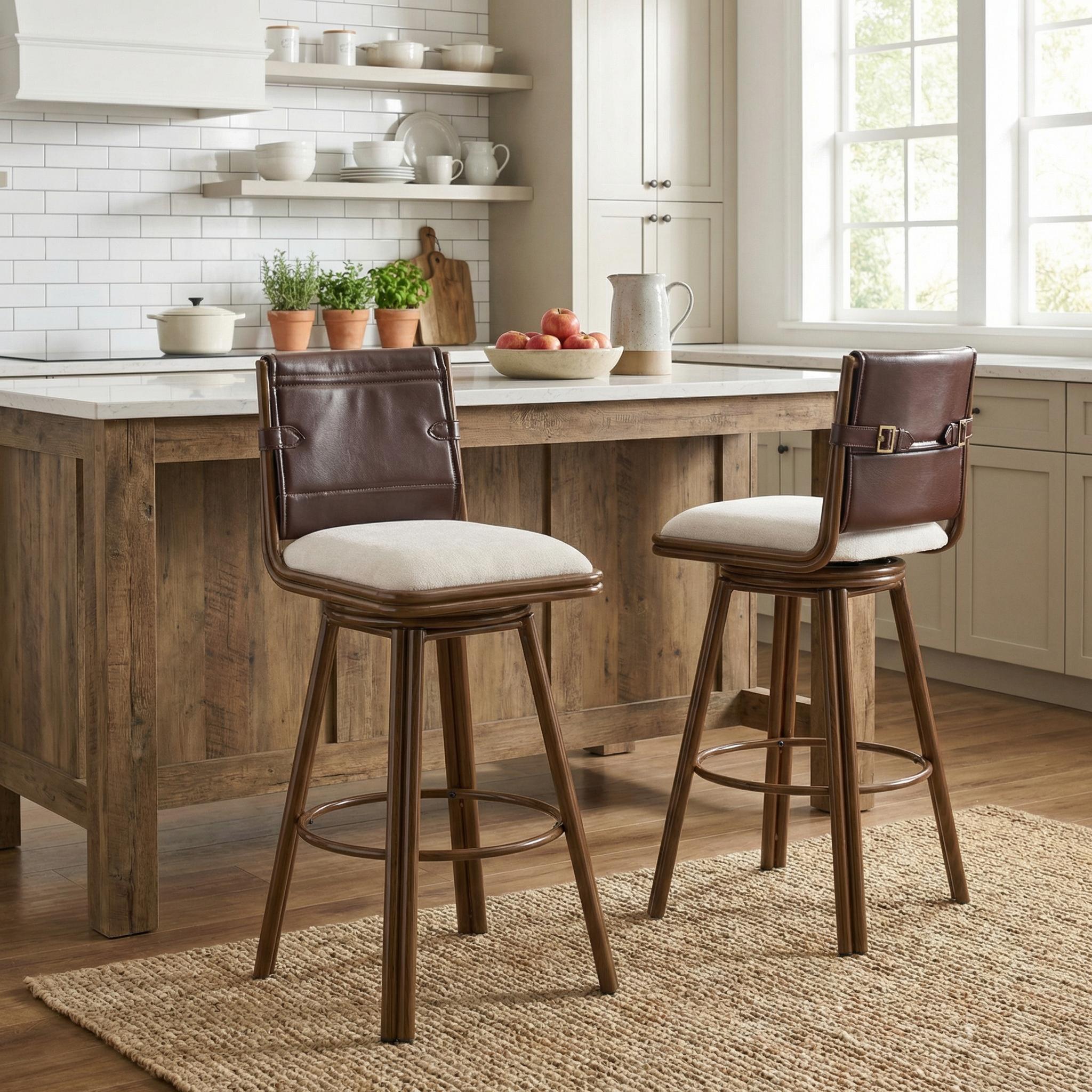 Sonoma 29" Swivel Counter Height PU Leather Upholstered Bar Stools Set of 2