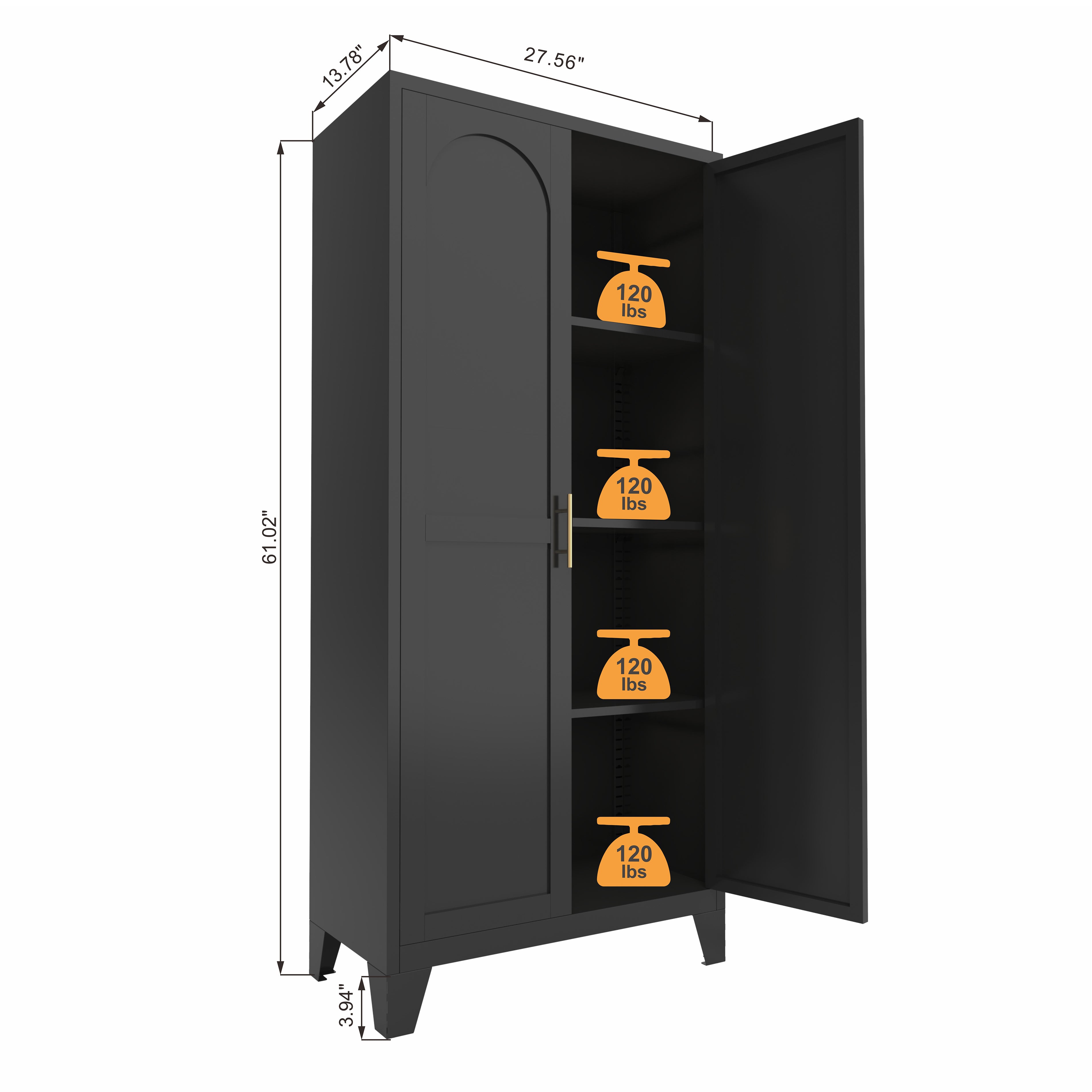 Elva 71" Storage Cabinet with Adjustable Shelves
