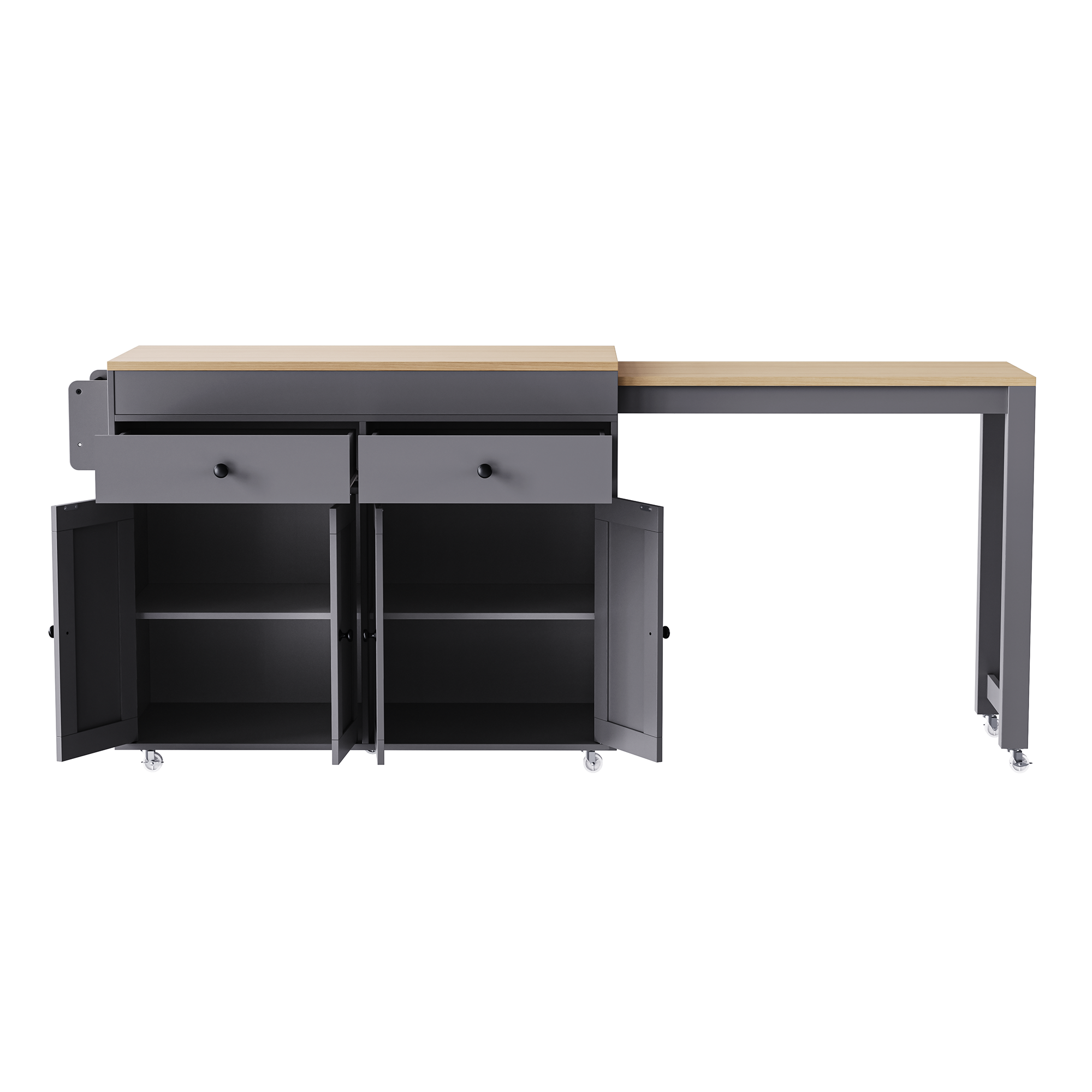 Mekong 74" Kitchen Island with Extendable Dining Table