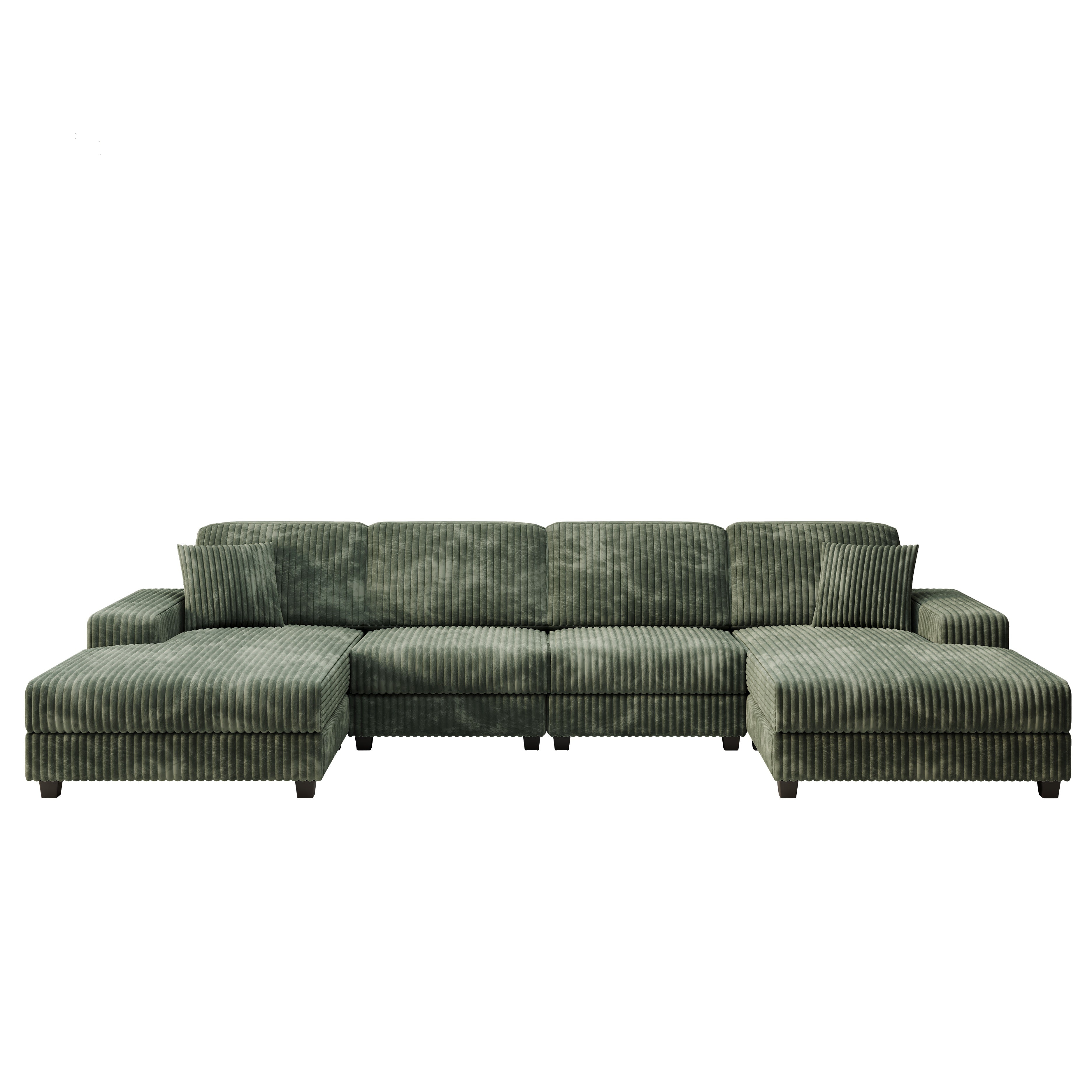 Edenleaf 137" Corduroy U-Shaped Sectional Sofa with Double Chaise & Side Storage