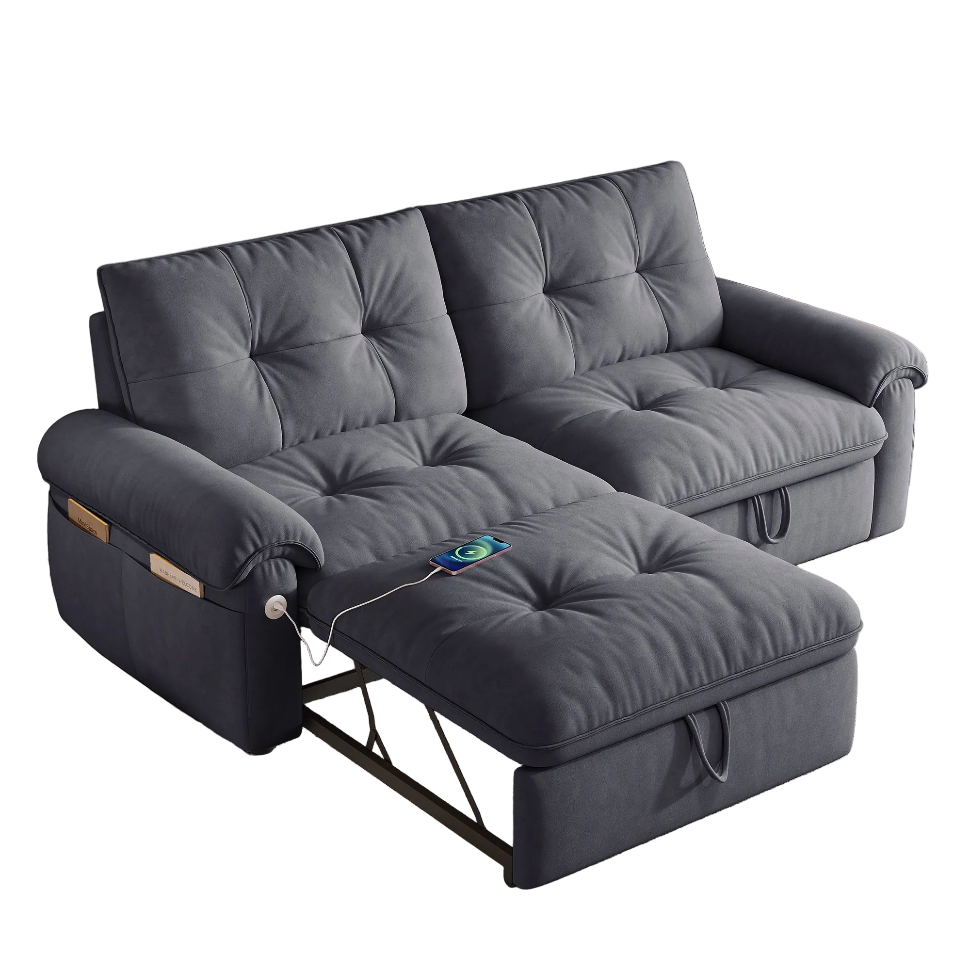 Hillcrest 77" Convertible Sofa Bed with Adjustable Backrest and Side Pockets