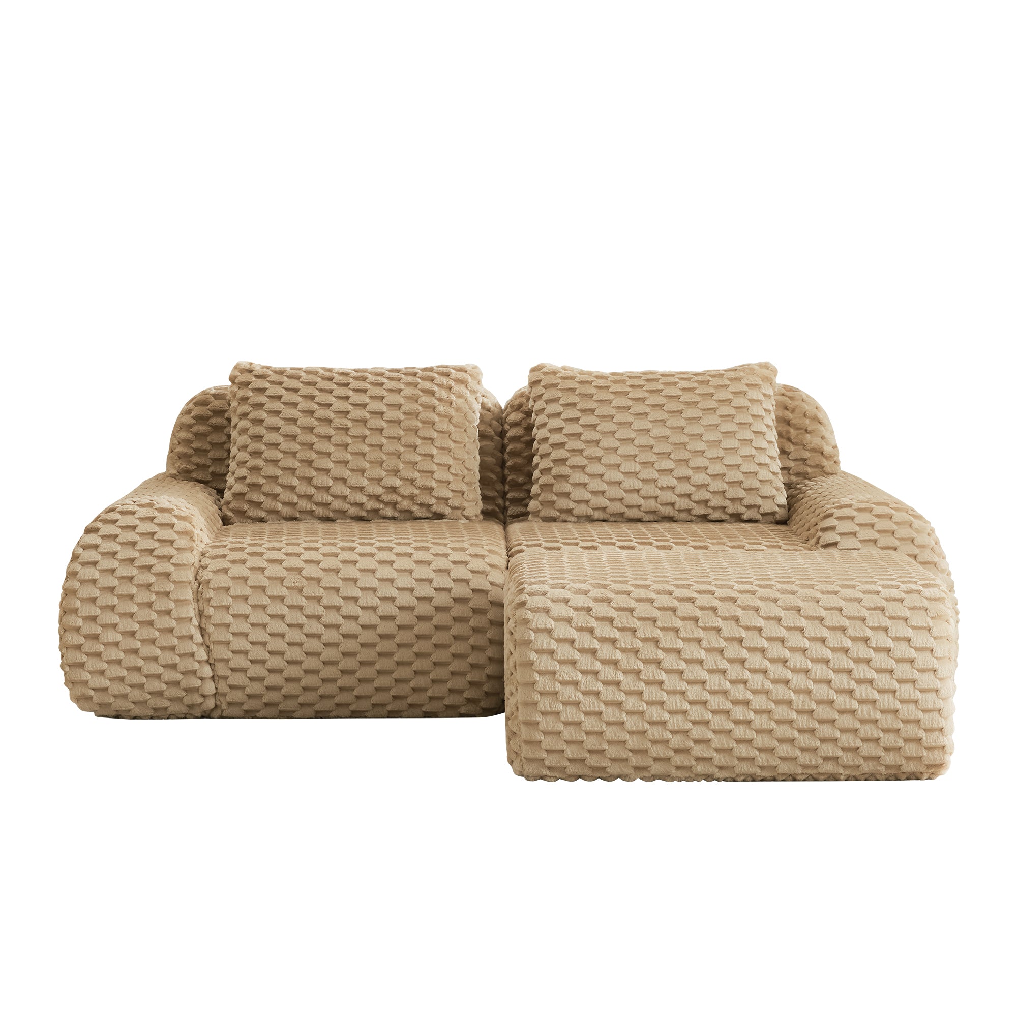 Olathe 82" Modular Flannelette Fabric L-Shaped Sectional Sofa with Movable Ottoman