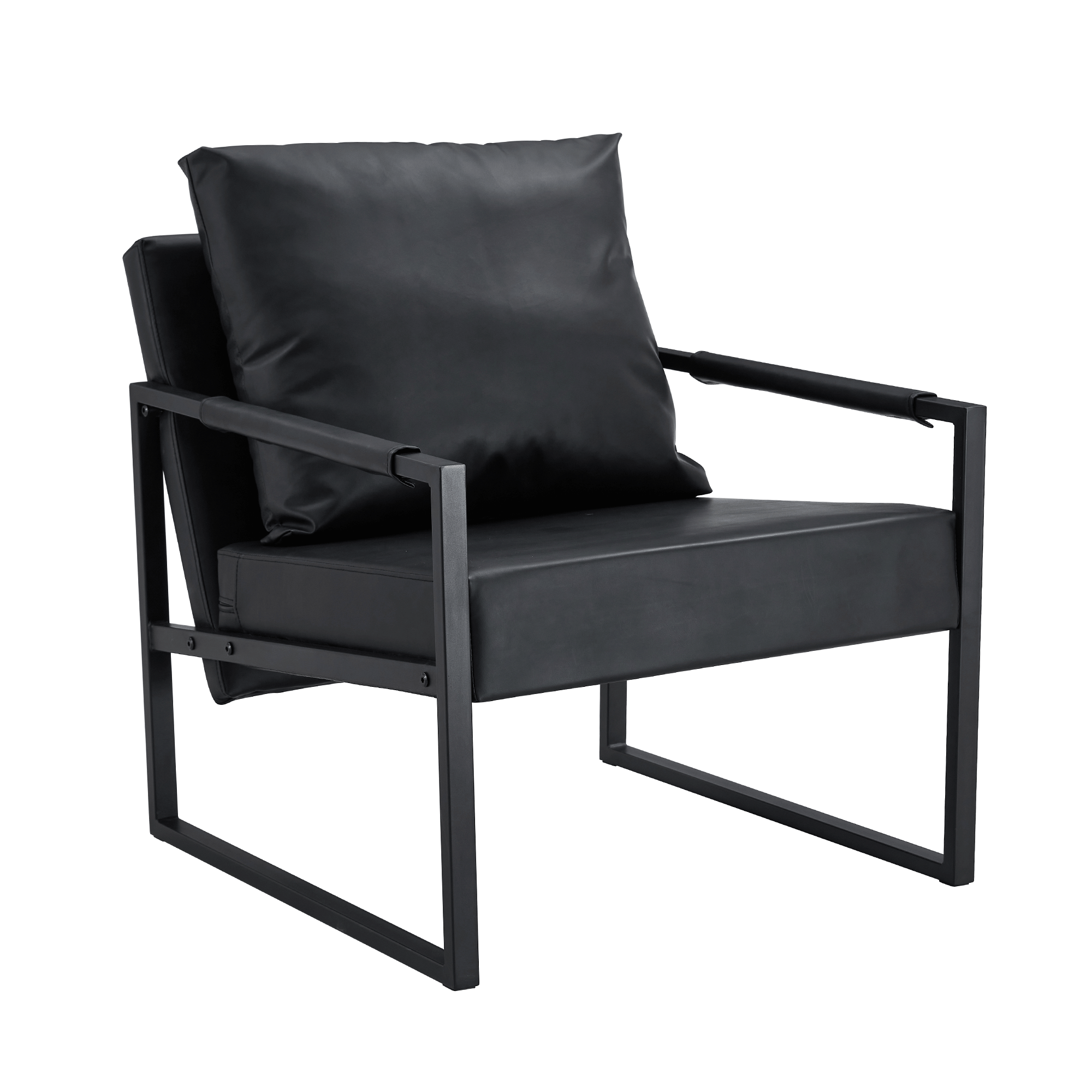 Orion PU Leather Accent Chair, Black