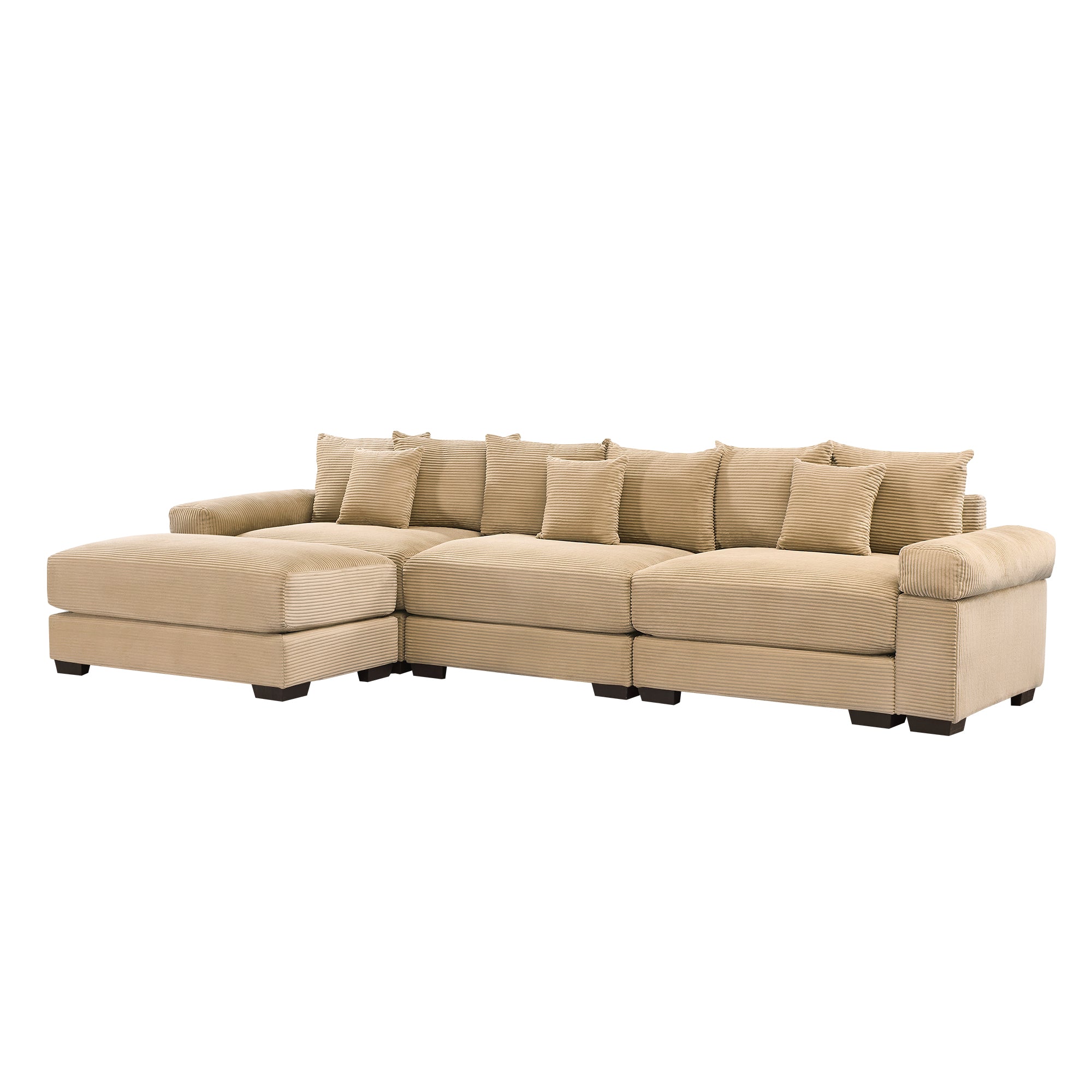Albany 130" Modular Corduroy Oversized Cloud L-Shaped Sectional Sofa with Ottoman