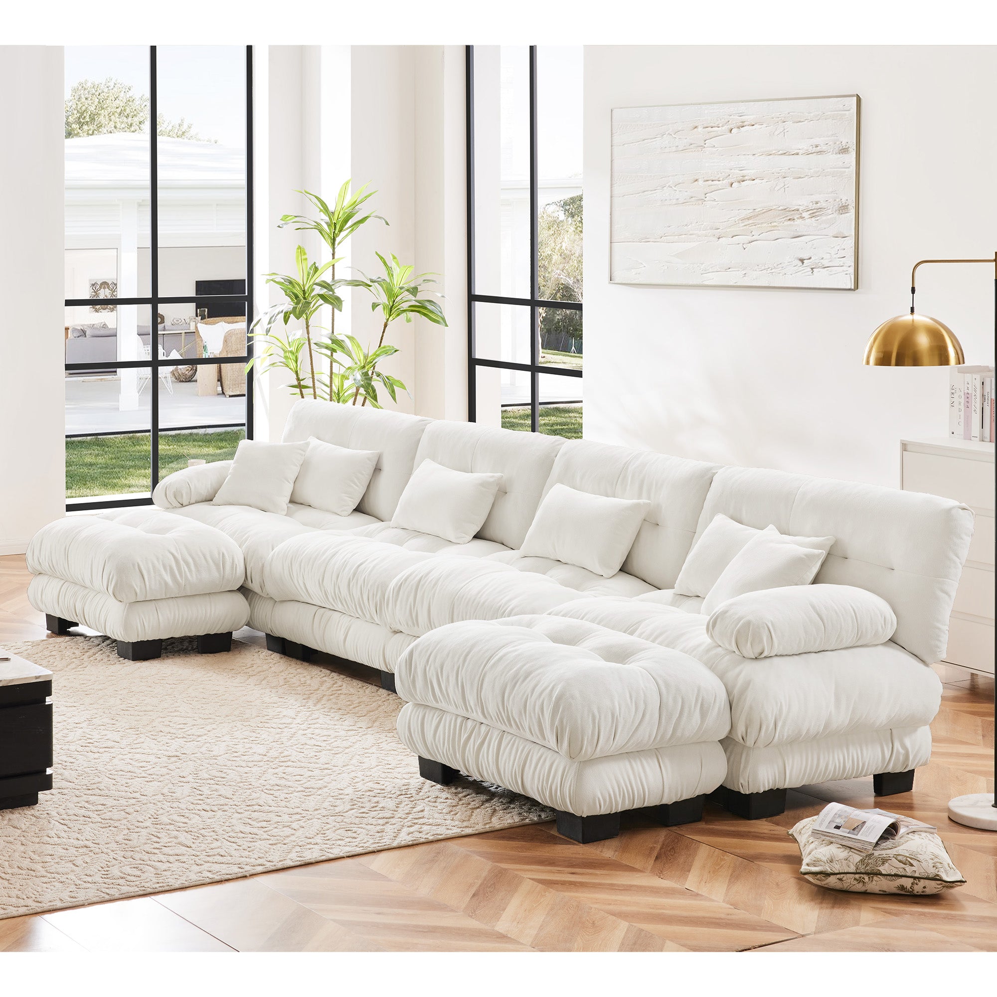 Monterey 173" Oversized Modular Chenille U-Shaped Cloud Sectional Sofa with 2 Ottomans