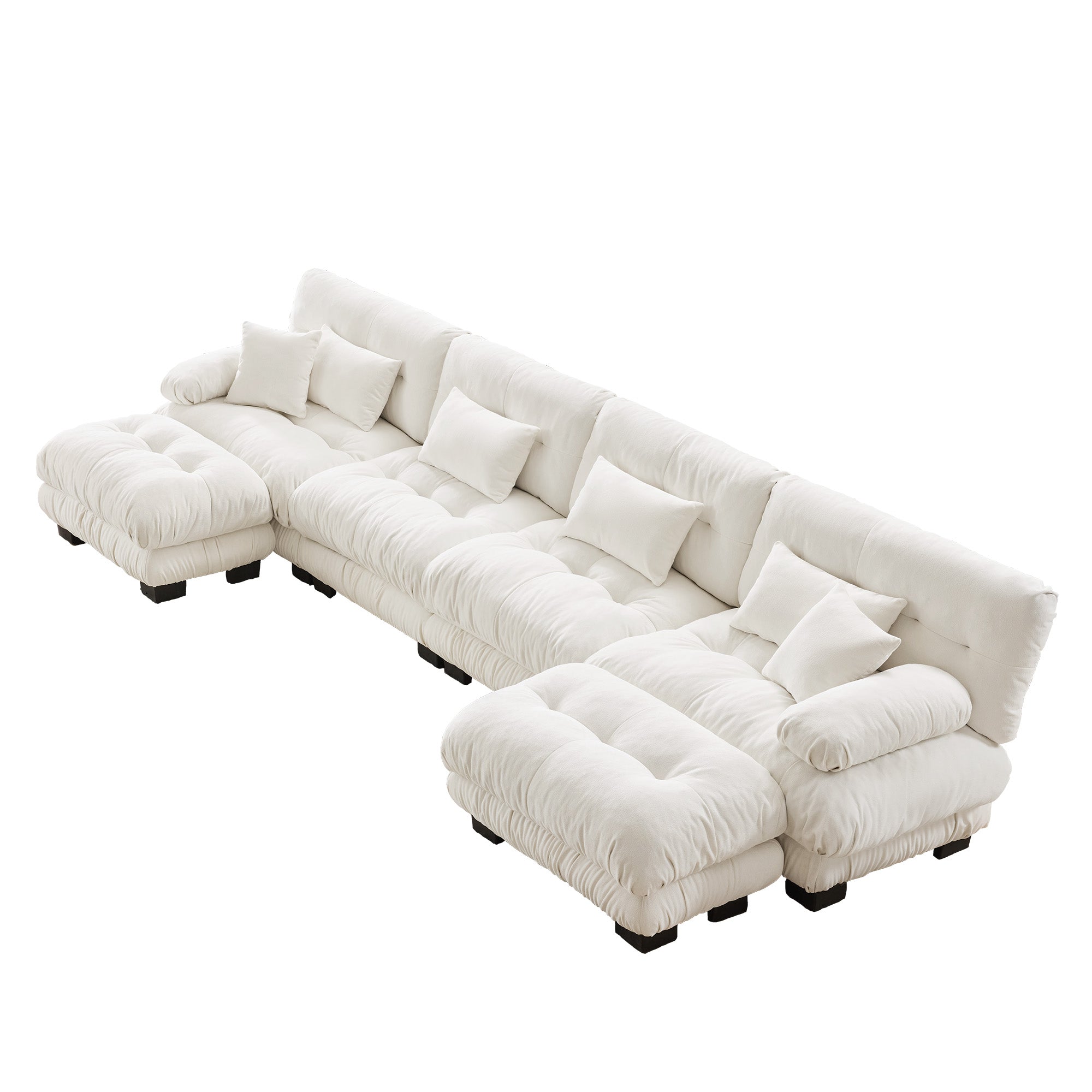 Monterey 173" Oversized Modular Chenille U-Shaped Cloud Sectional Sofa with 2 Ottomans