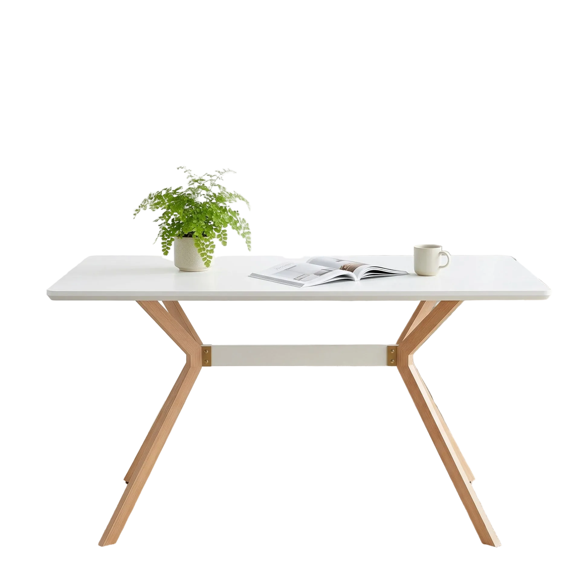 Loop 42" Modern Rectangular Dining Table Office Table with Metal Legs