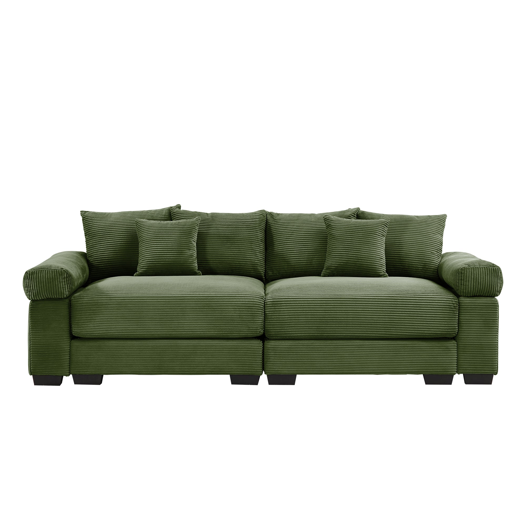 Albany 92" Modular Corduroy Cloud 3-Seater Sofa with Extra-Wide Armrests