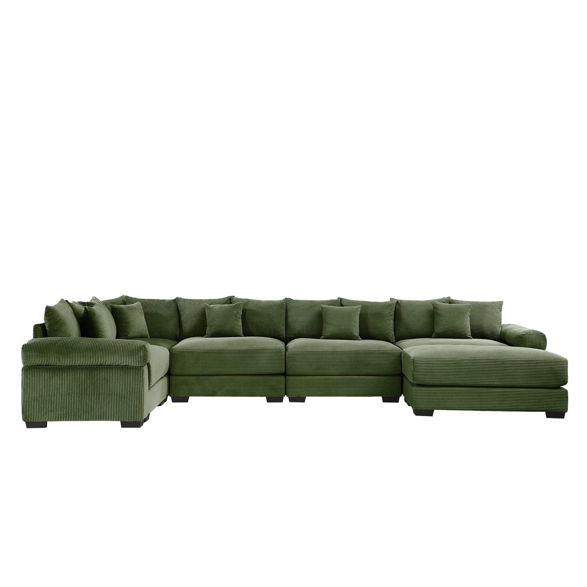 Albany 155" Modular Corduroy Oversized Cloud U-Shaped Sectional Sofa with Ottoman