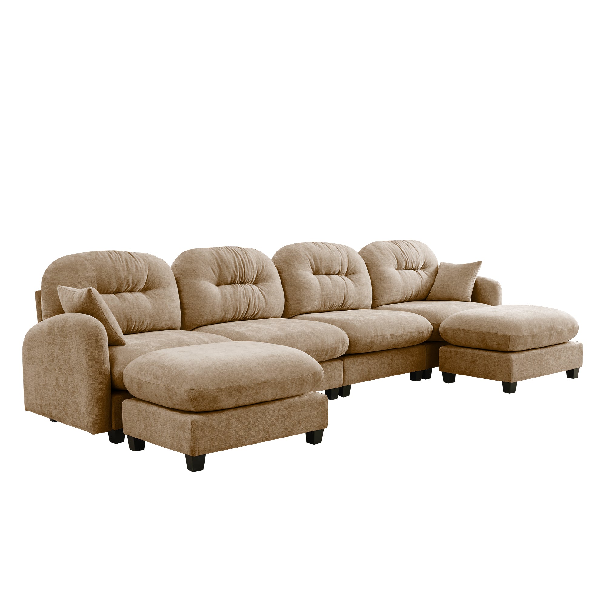 Roselyn 140" Modular Chenille U-Shaped Sectional Sofa with Ottoman and Tufted Cushion Backrest