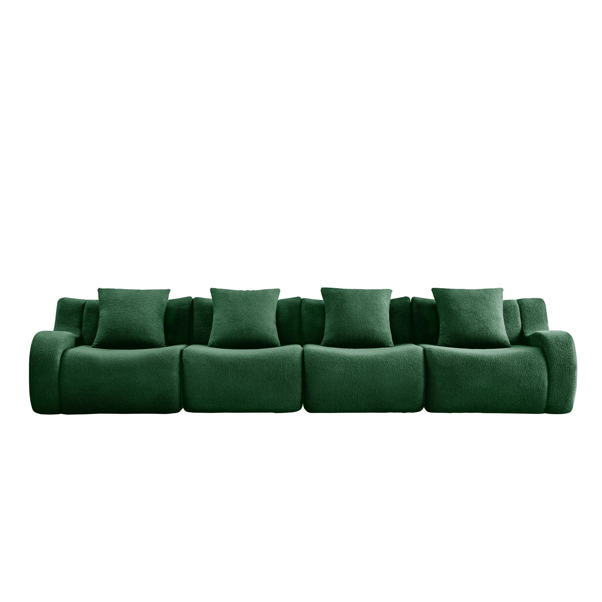 Chico 146" Modular Teddy Fabric 4-Seater Sofa with Curved Armrests