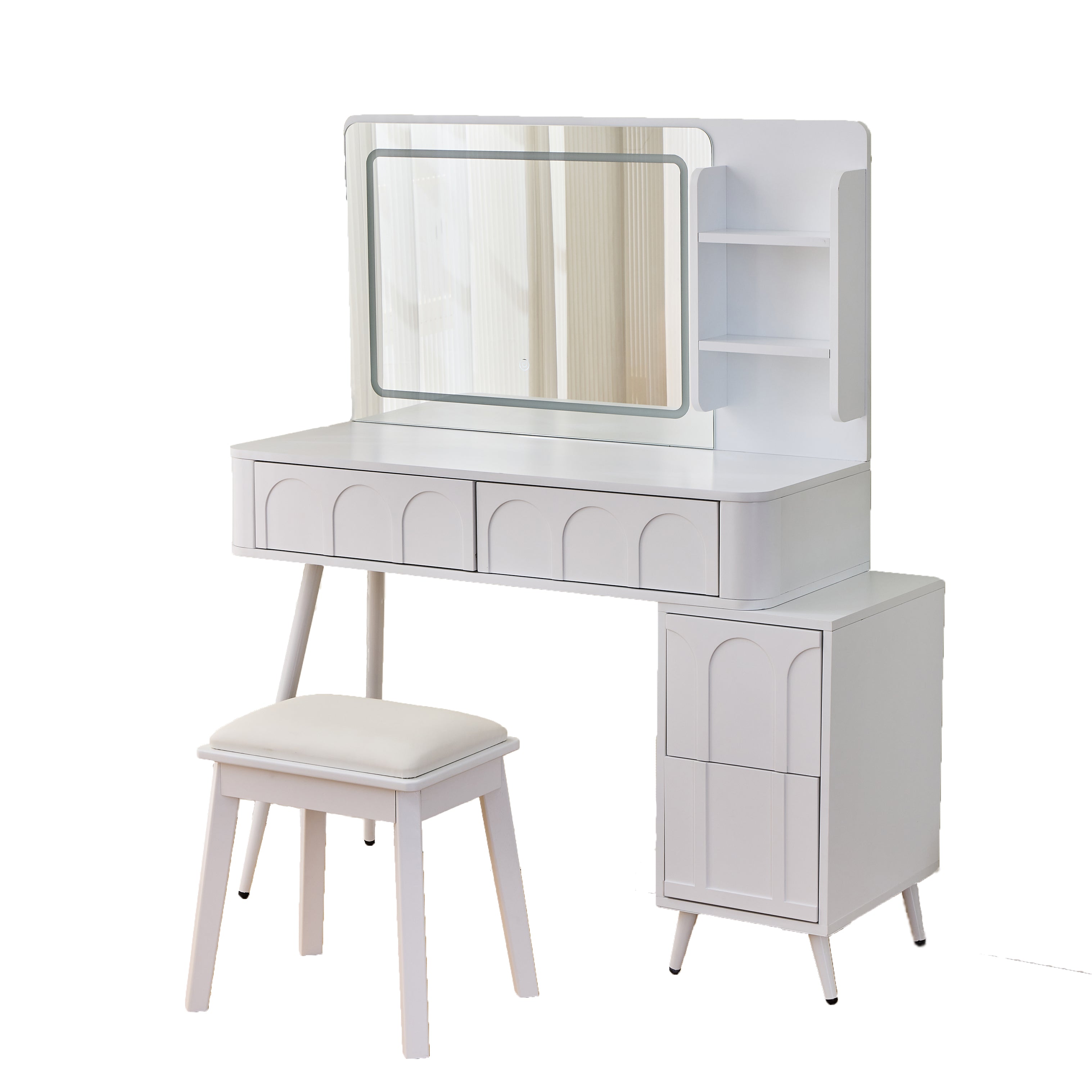 Aalena Modern Vanity Table Set with LED Lighted Mirror