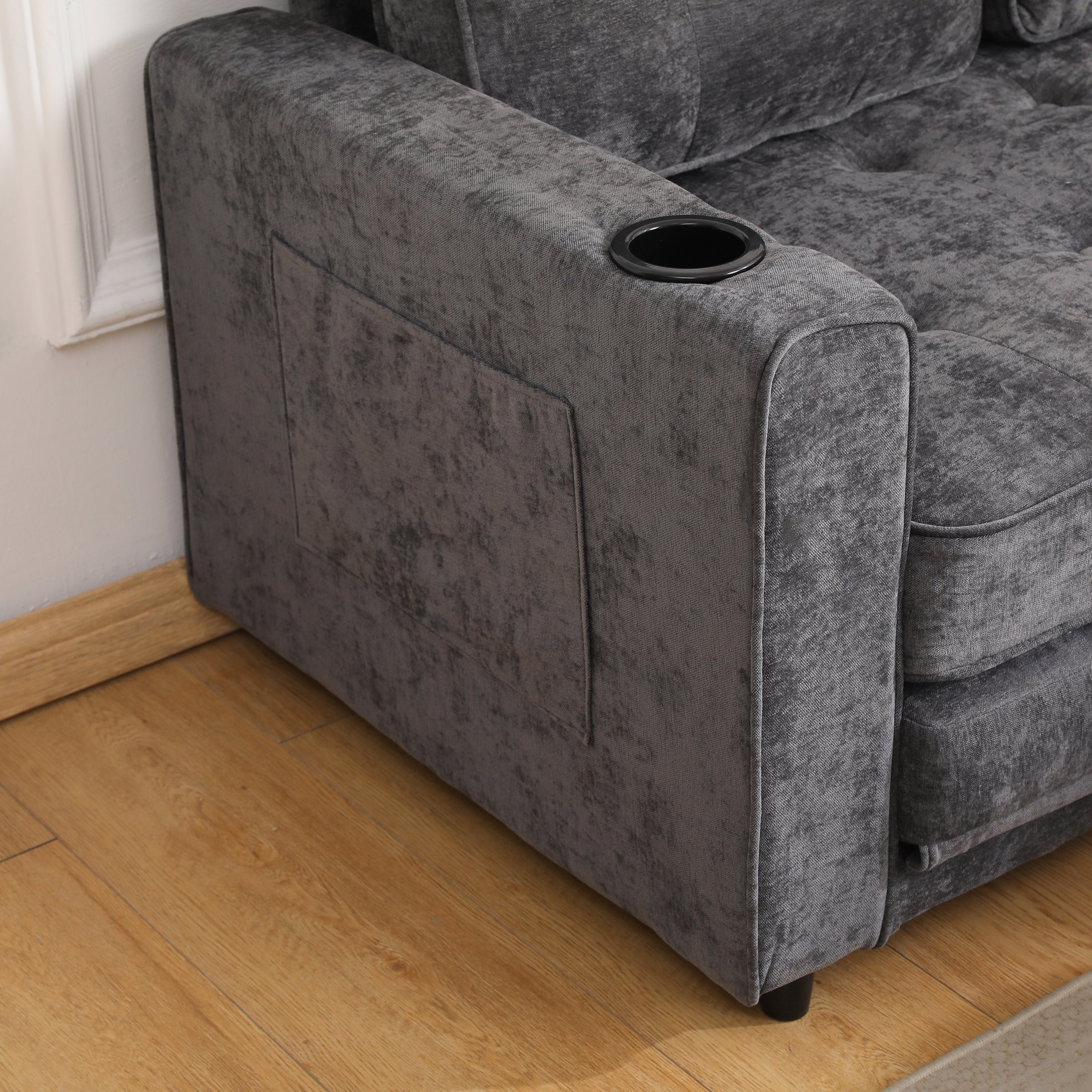 Tribeca 55" Velvet 3 Fold Sofa Bed with Side Pockets