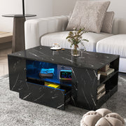 NeroLux 14" Modern Wood Coffee Table with Storage and LED Lights