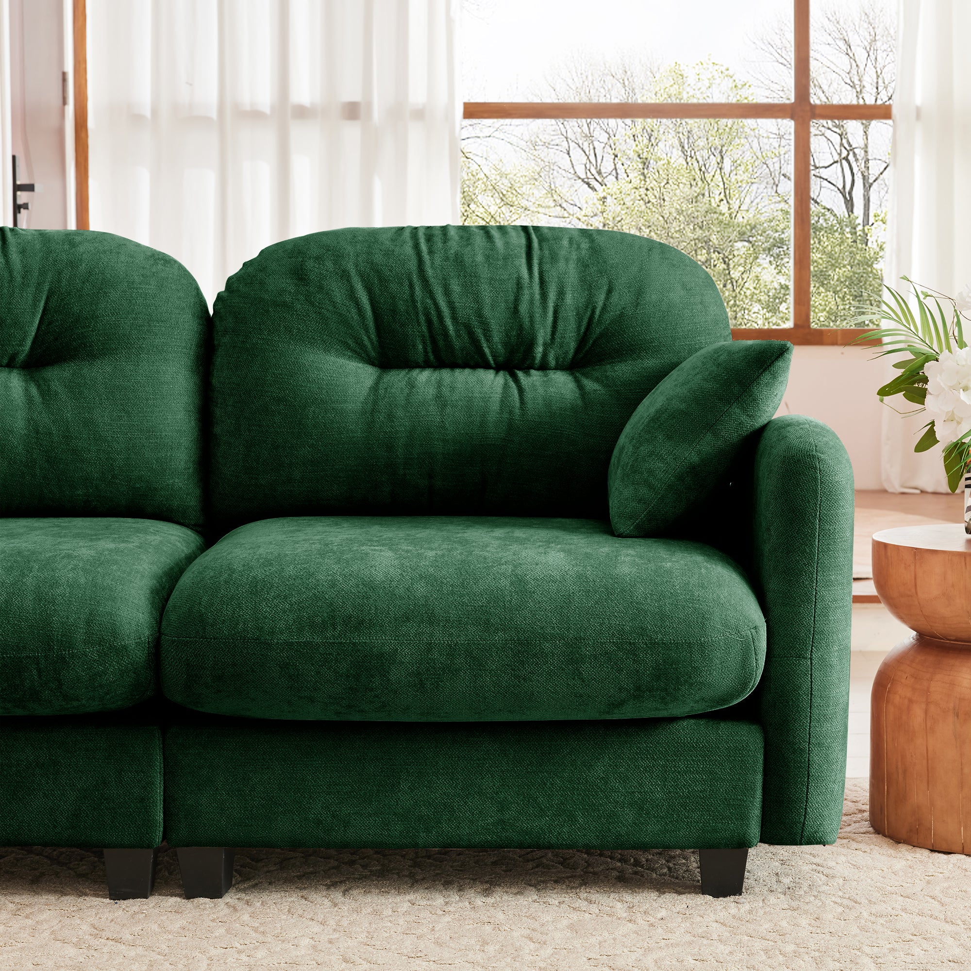 Roselyn 140" Modular Chenille U-Shaped Sectional Sofa with Ottoman and Tufted Cushion Backrest