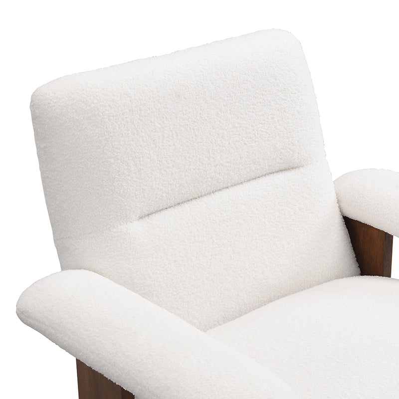 Accent Chair set with Ottoman in White/Wood