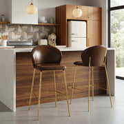 Jerez 29" Counter Height PU Leather Upholstered Bar Stools Set of 2