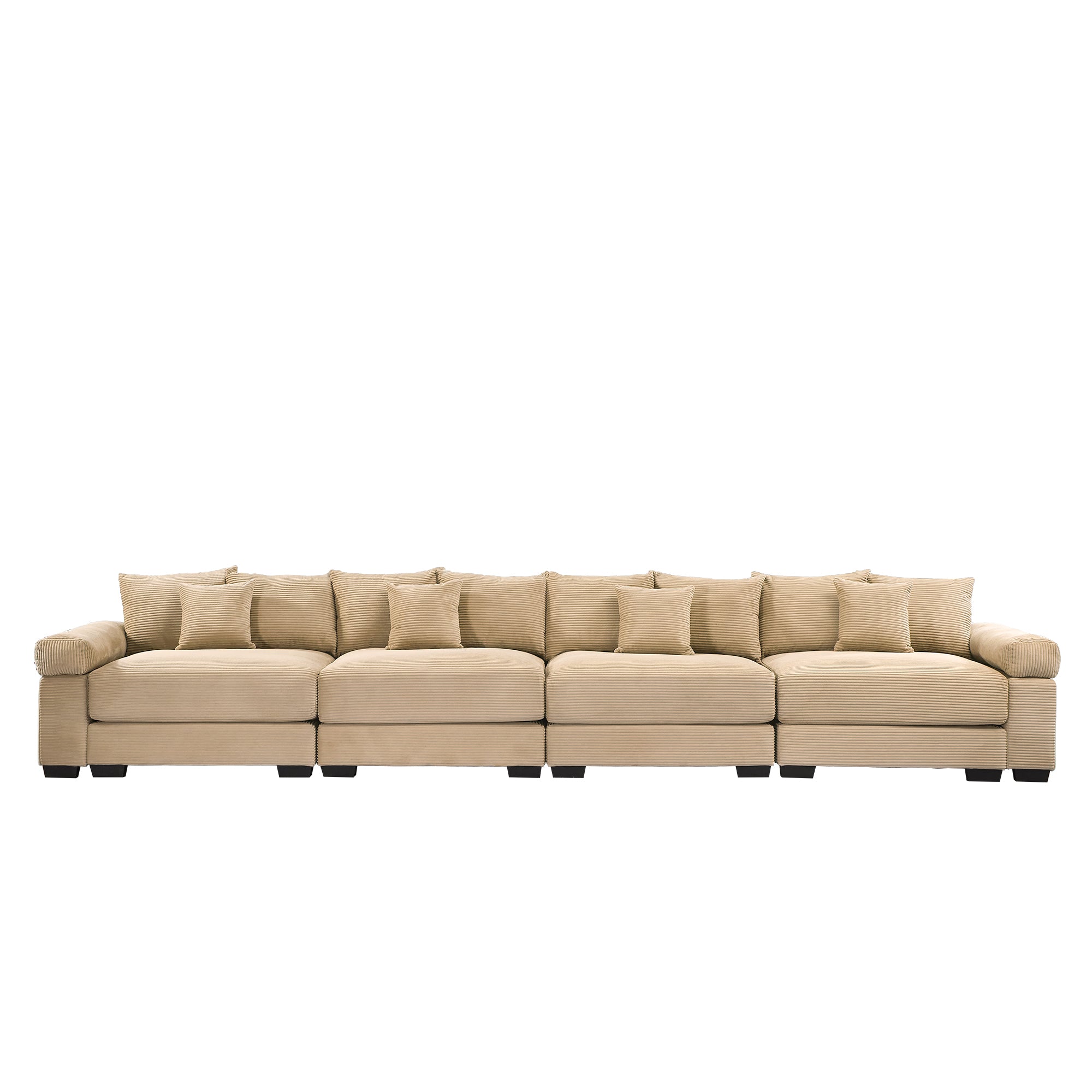 Albany 168" Modular Corduroy Oversized Cloud 5-Seater Sofa with Extra-Thick Armrests