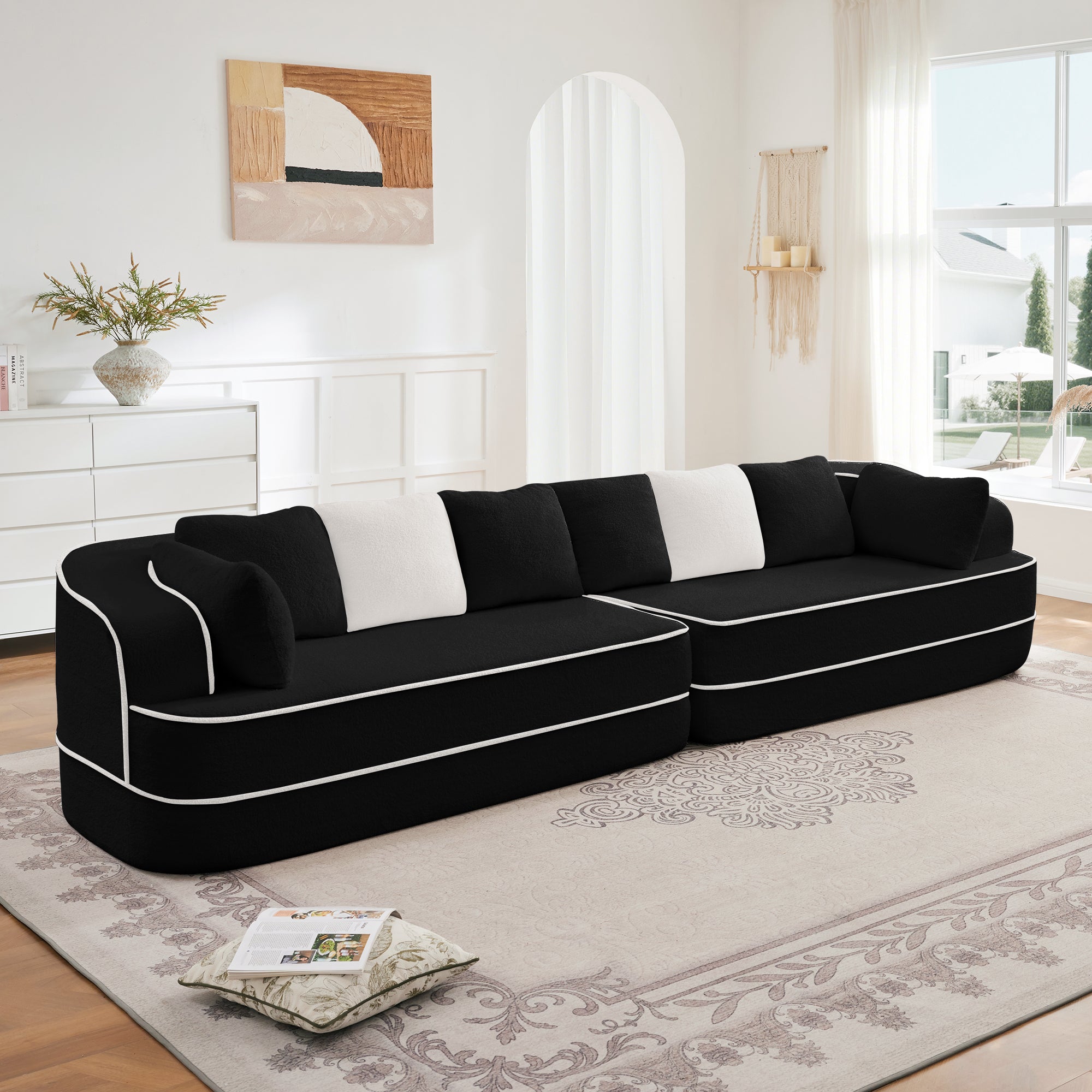 Gilbert 135" Teddy Fabric 4-Seat Oversized Modular Sofa